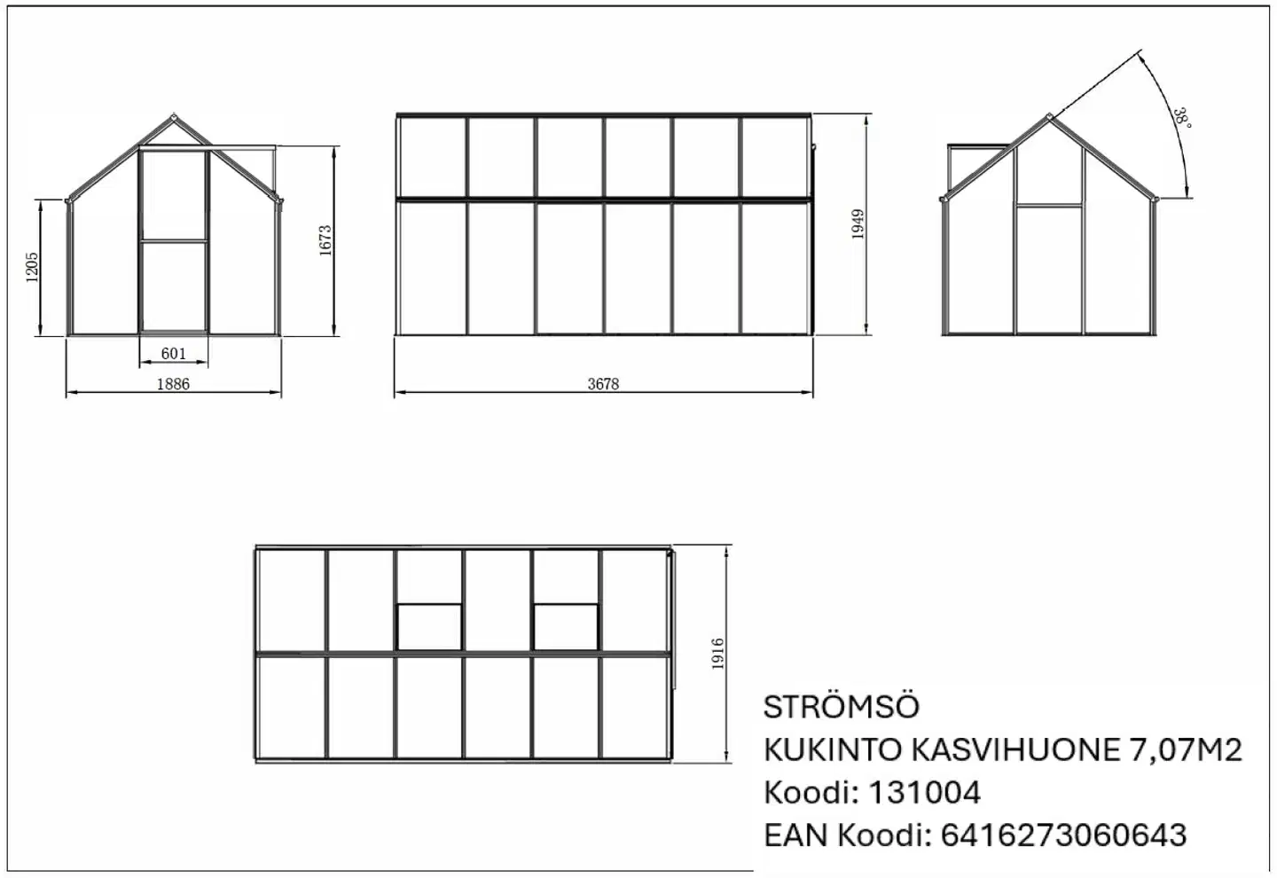 Kukinto Kasvihuone 7,07m2 - 9
