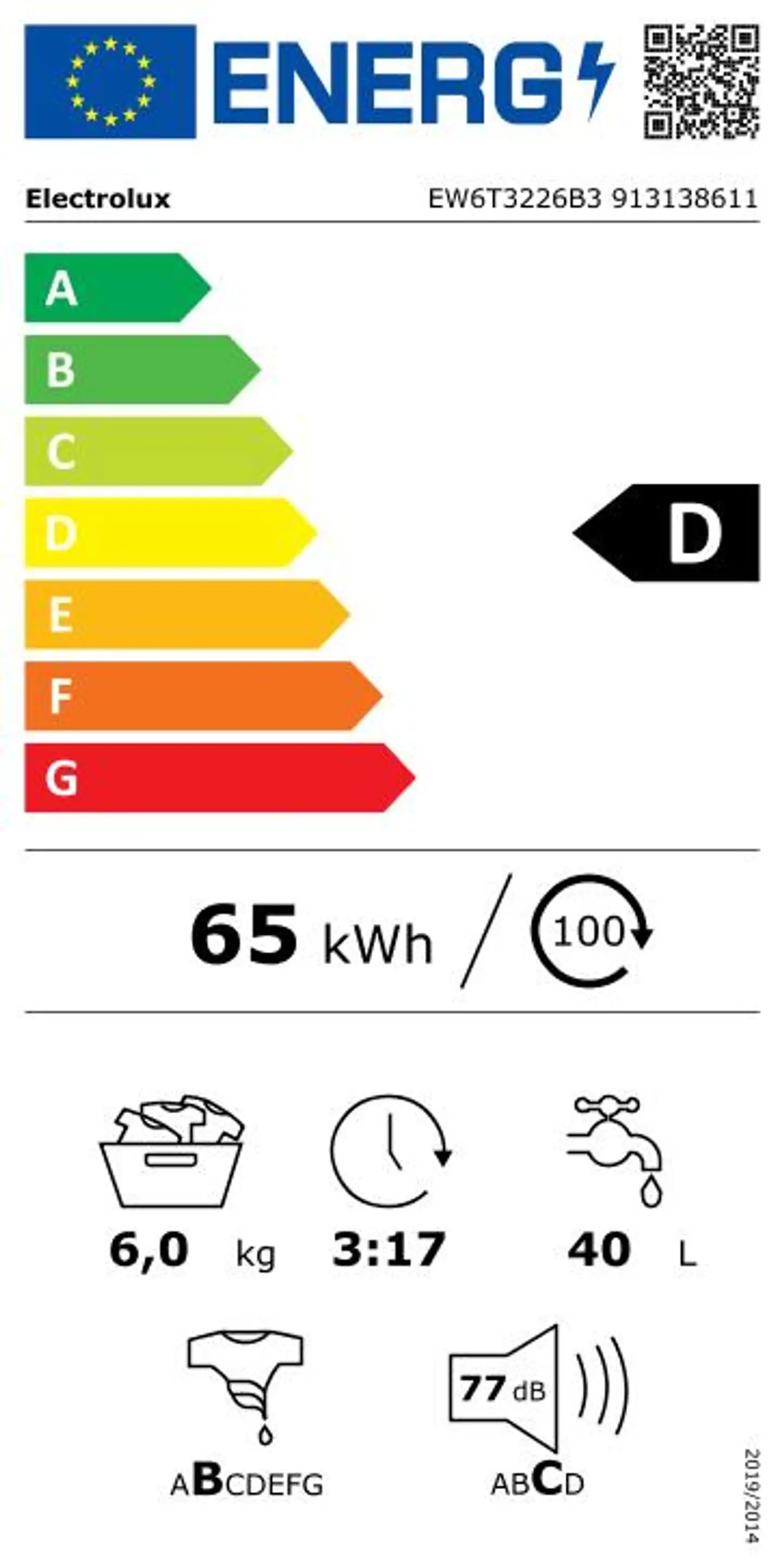 Electrolux päältä täytettävä pyykinpesukone EW6T3226B3 6kg valkoinen - 6