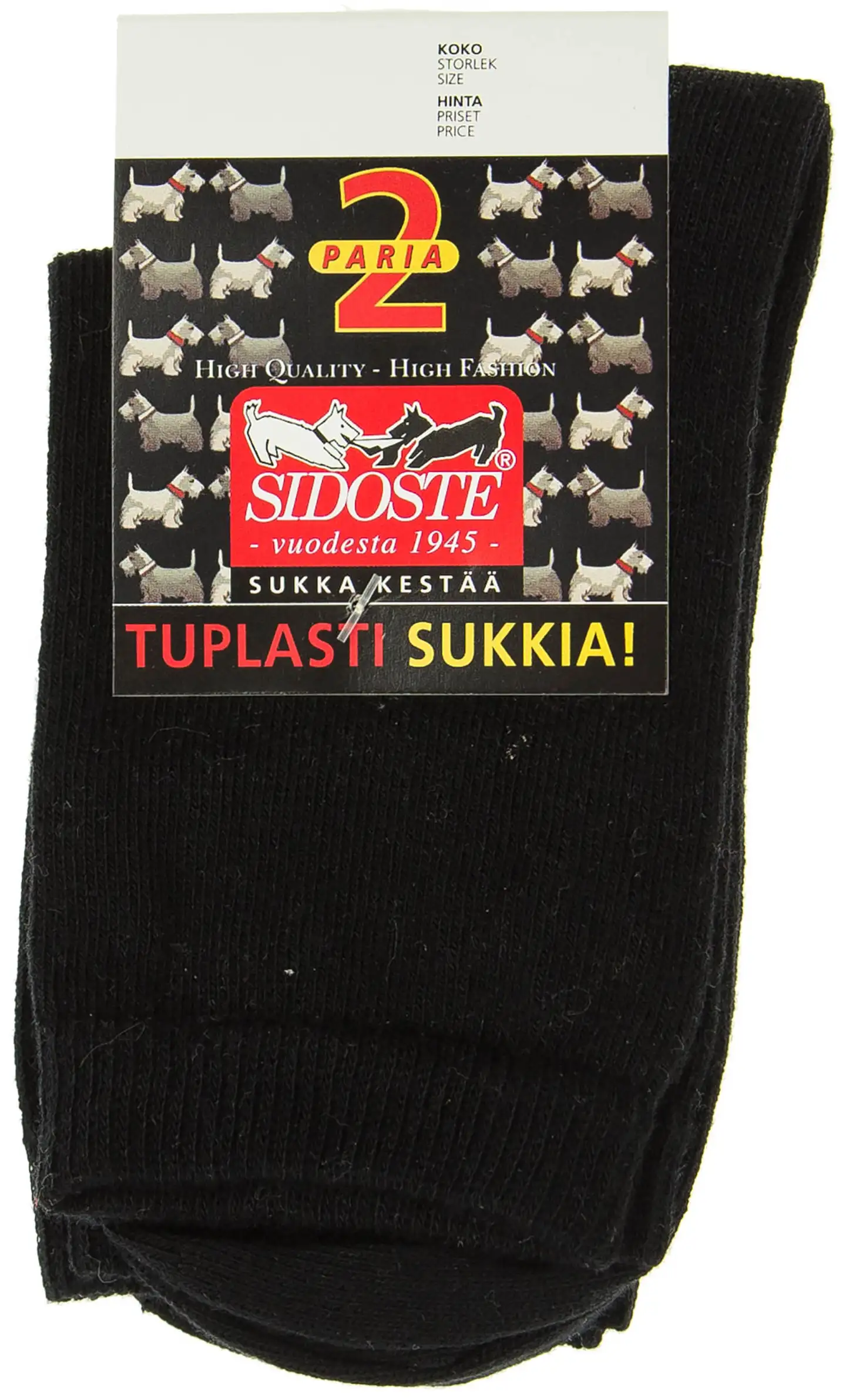 Sidoste lasten nilkkasukat 2-pack - MUSTA