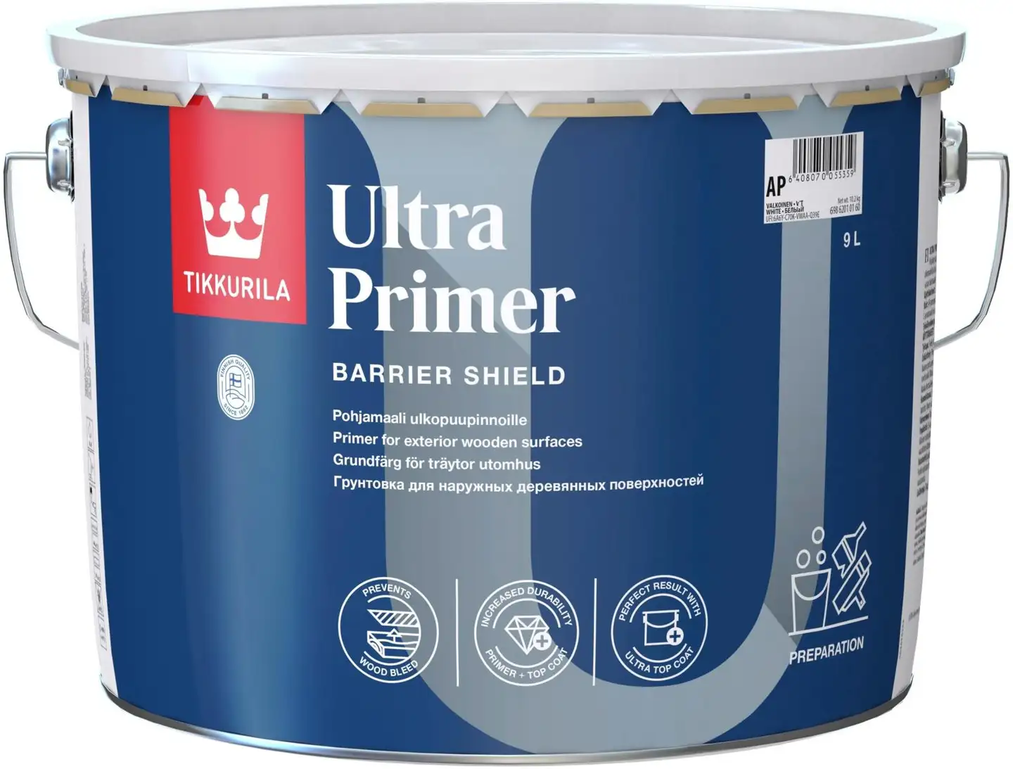 Tikkurila Ultra Primer pohja- ja välimaali ulkopuupinnolle 9l C vain sävytykseen himmeä