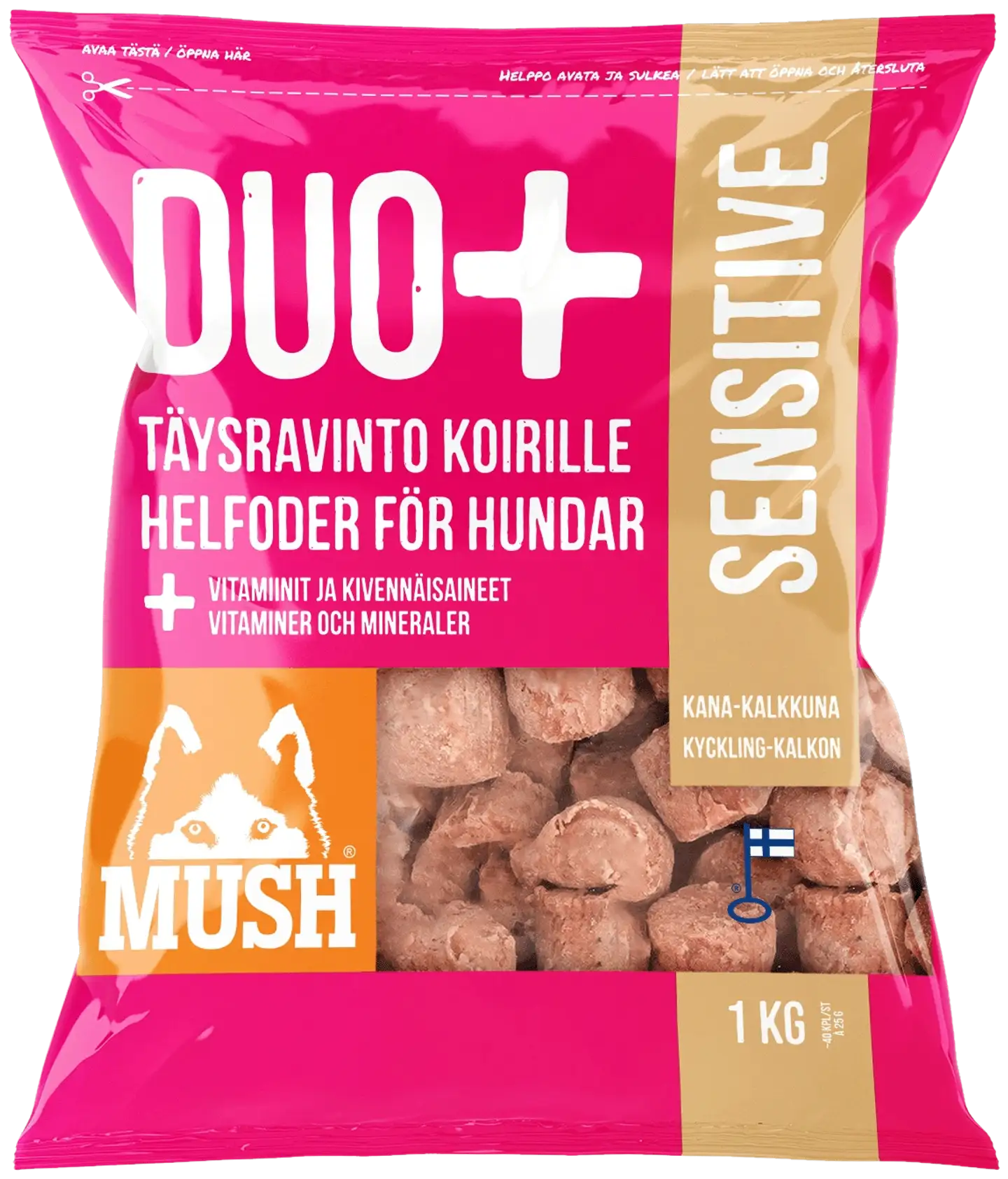 MUSH DUO+ SENSITIVE täysrehu koirille 1 kg