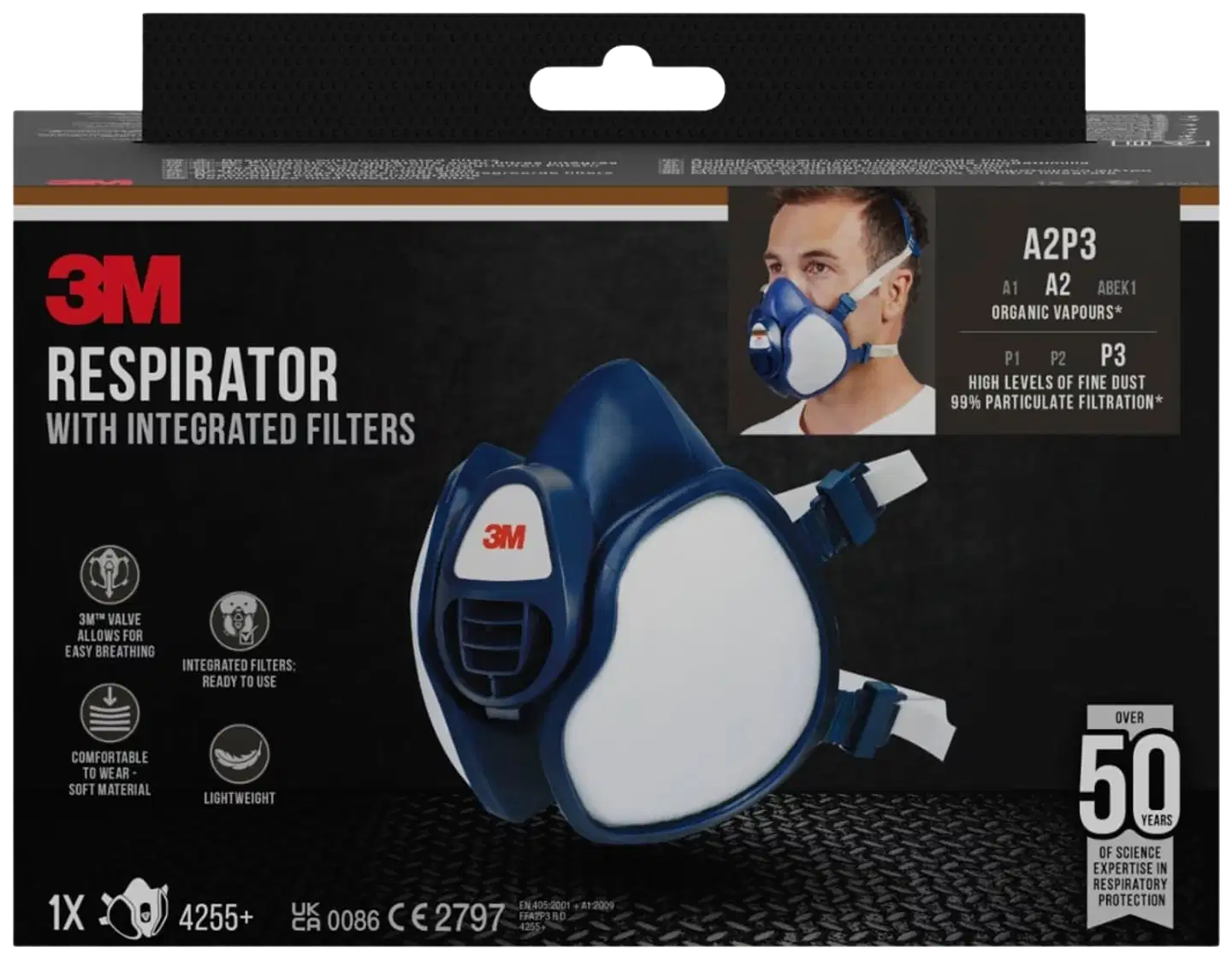 3M™ integroiduilla suodattimilla varustettu hengityssuojain 4255+, A2P3, orgaaniset höyryt - 1
