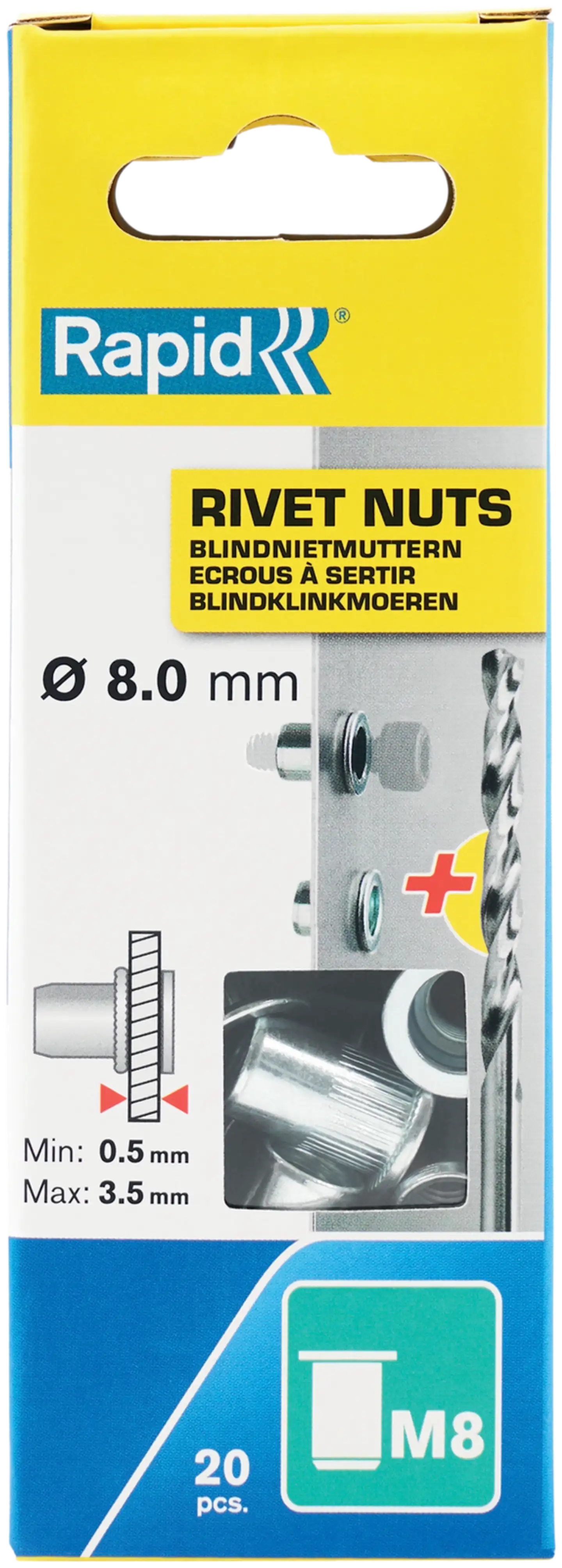 Niittimutteri Rapid M8 20 kpl