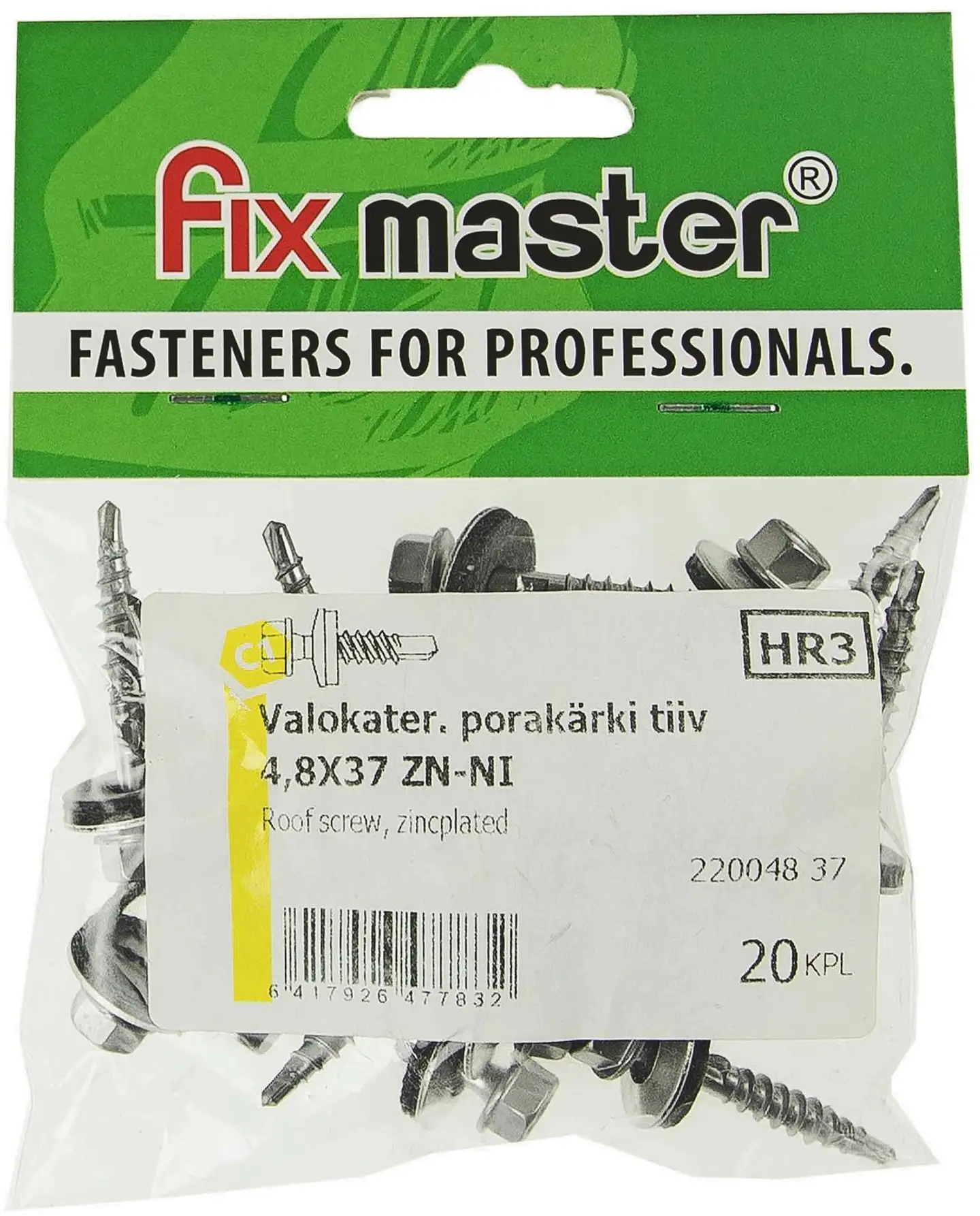 Fix Master valokateruuvi porakärki Zn-Ni 4,8X37 20kpl