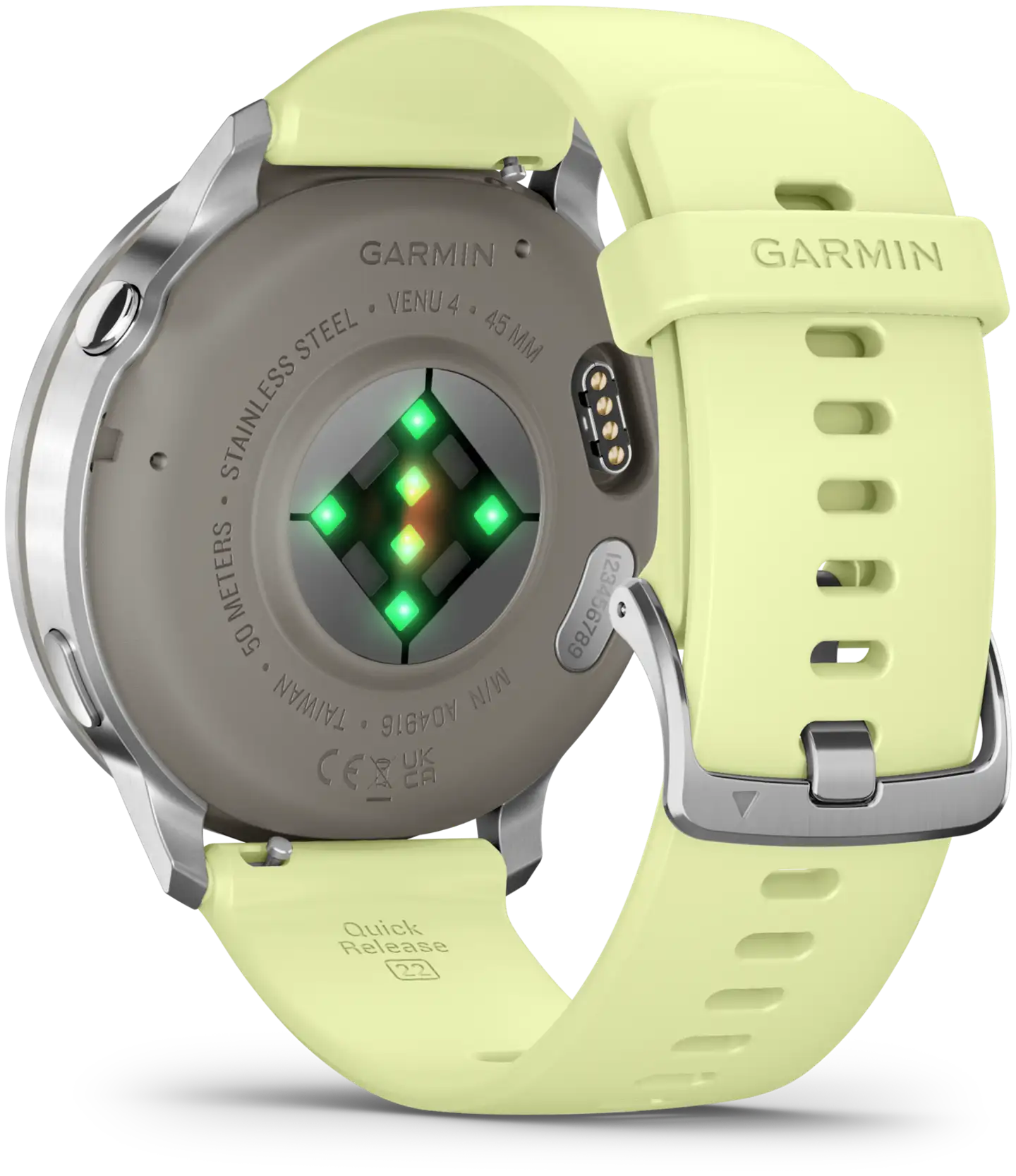 Garmin Venu 4 – 45 mm, Hopeanvärinen ja sitruunankeltainen silikonihihna - 8