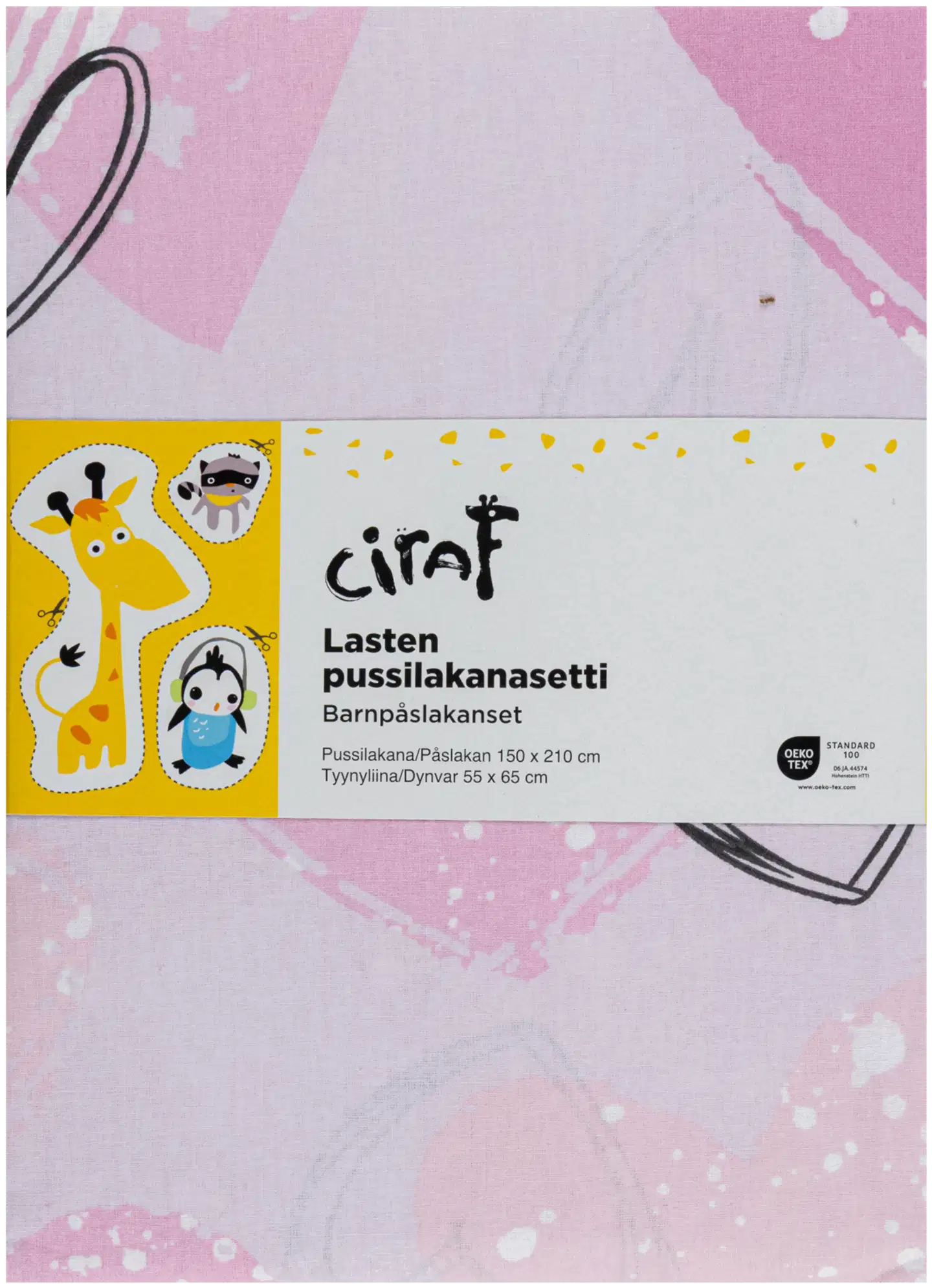 Ciraf lasten pussilakanasetti Heart 150x210 cm pinkki - 3