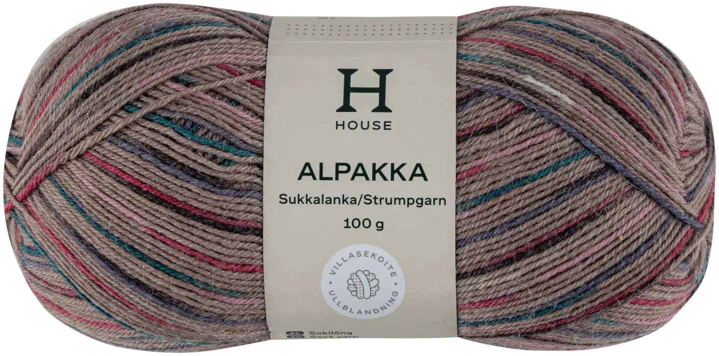House sukkalanka Alpakka 100g CNE-1520 rose pink/ gray - 1