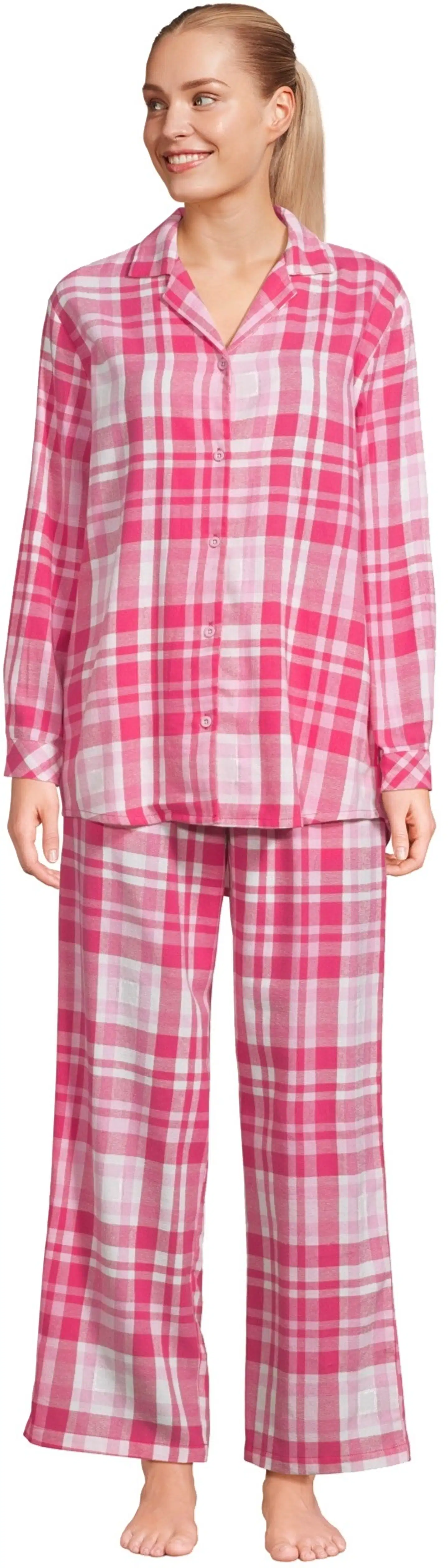 Actuelle naisten flanellipyjama 212A382616 - Pink check - 1