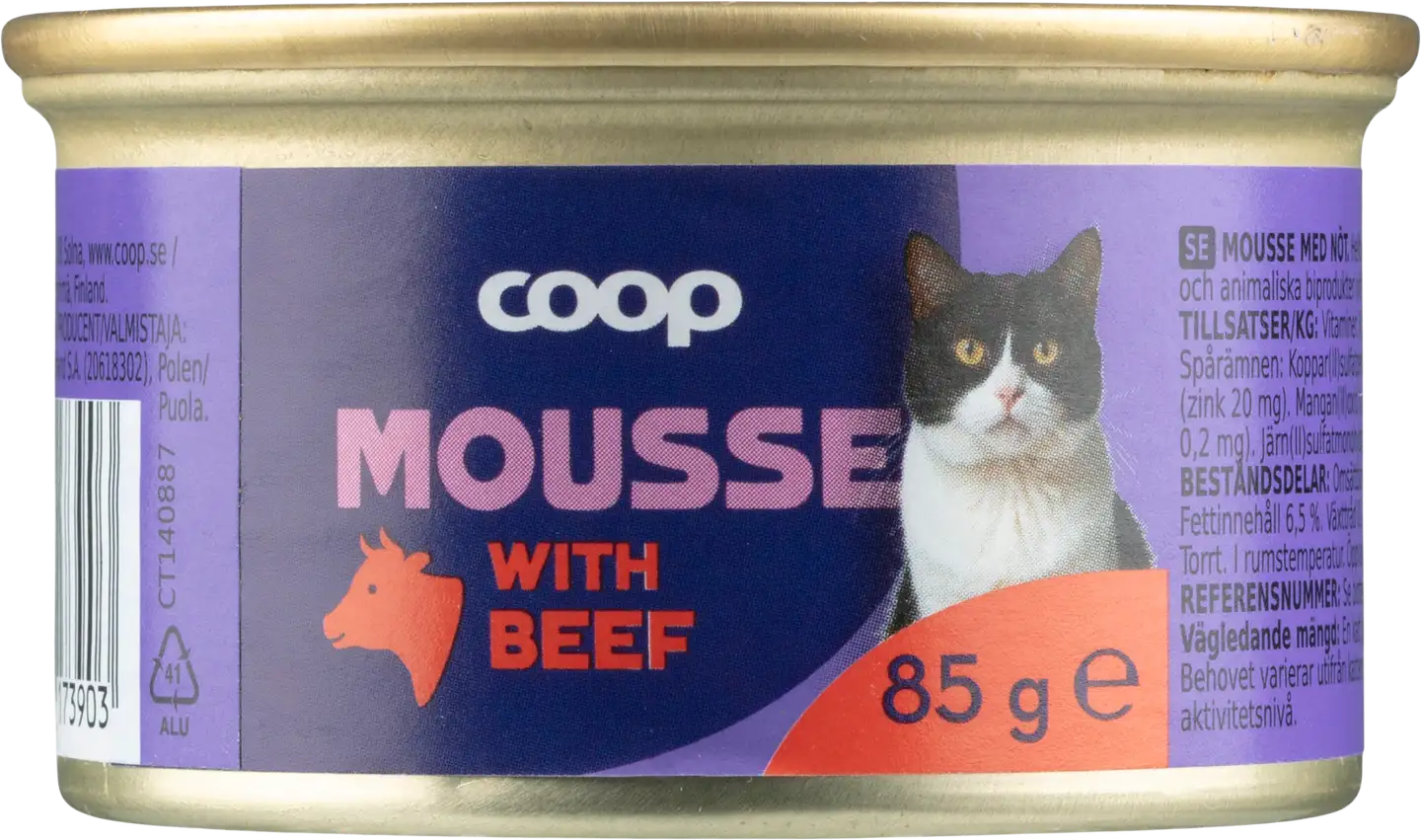 Coop nautaa sisältävä mousse täysikasvuisille kissoille 85 g