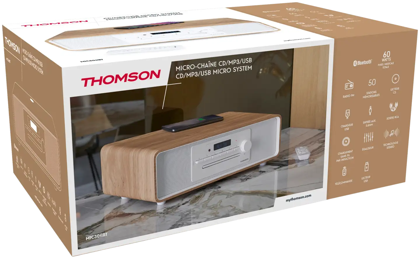 Thomson mikrohifijärjestelmä MIC301IBT puu/valkoinen - 2