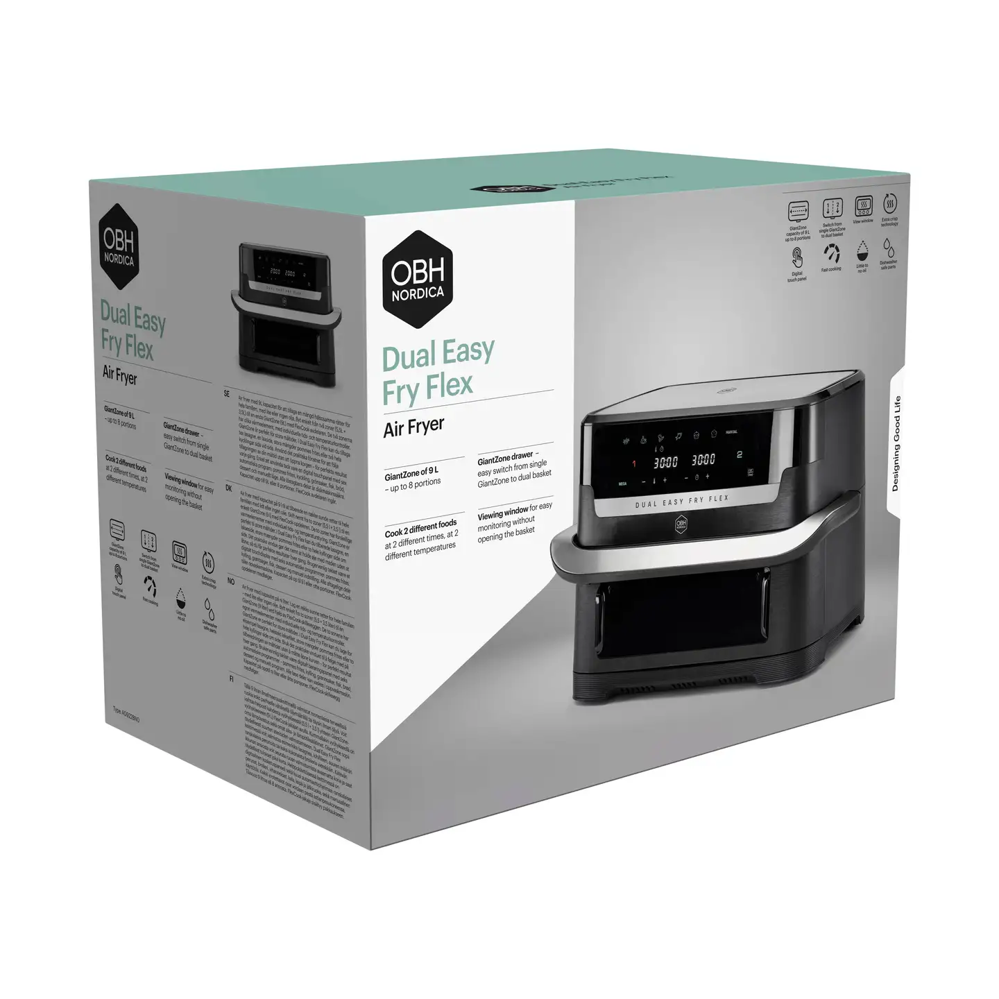 OBH Nordica air fryer Flex Dual Easy Fry 9l AG9228N0 - 5