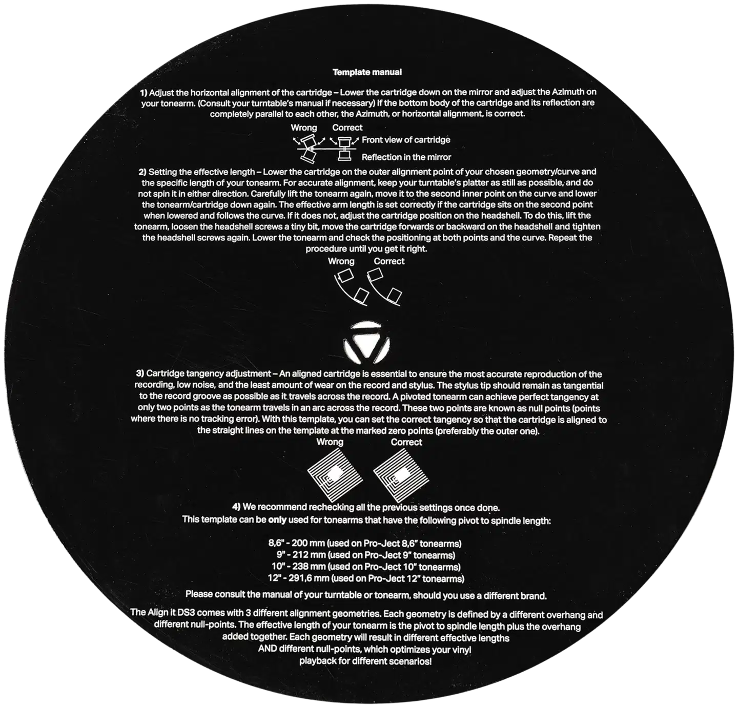 Pro-Ject Kohdistuslevy Align It DS3 3 geometriaa äänirasian - 2