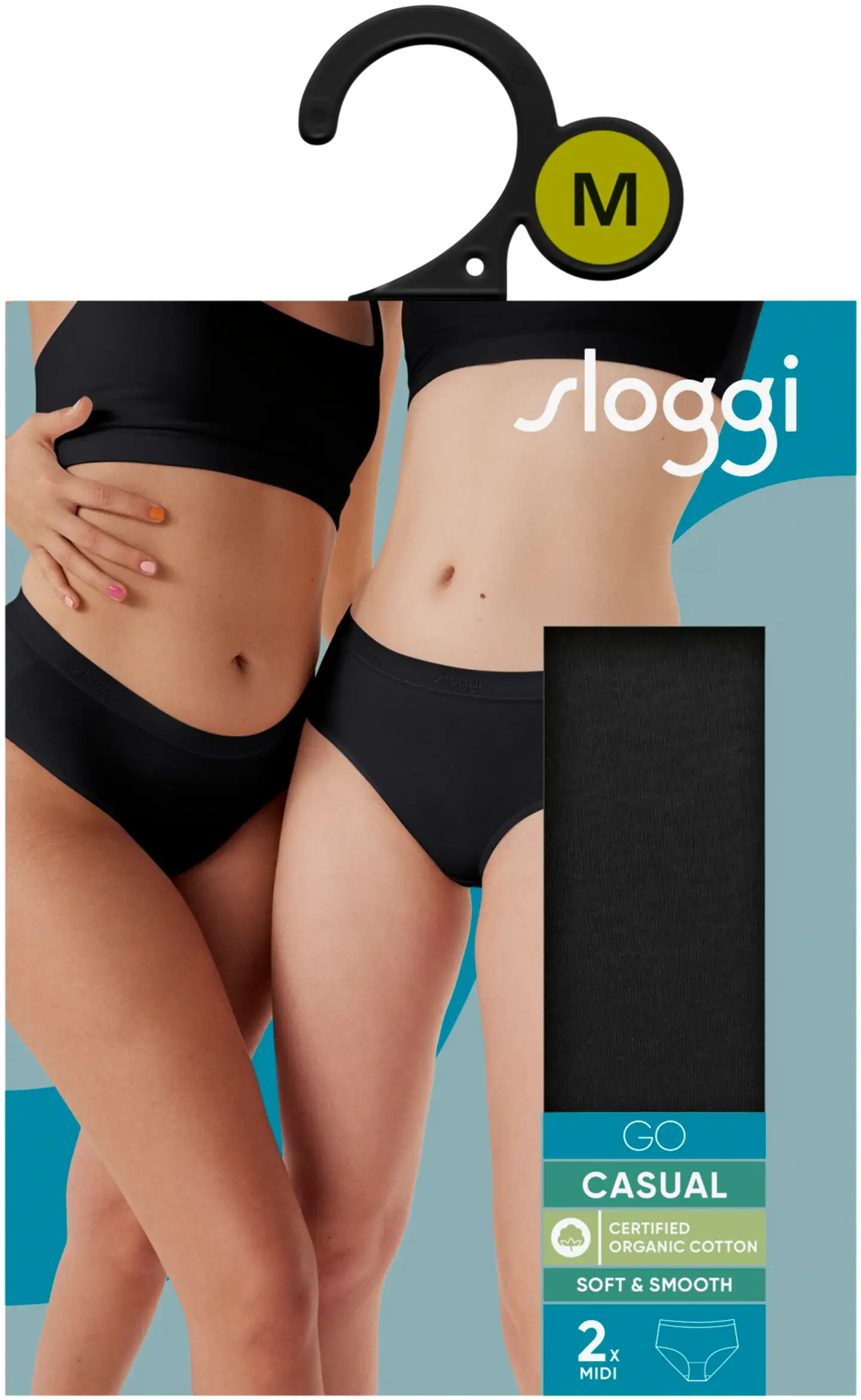 Sloggi naisten alushousut go casual h midi 2-pack - BLACK - 8
