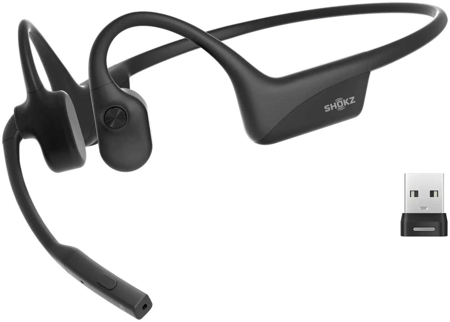 Shokz OpenComm2 2025 Upgrade Langaton Bluetooth-Toimistokuuloke Korvakoukulla Musta - 1