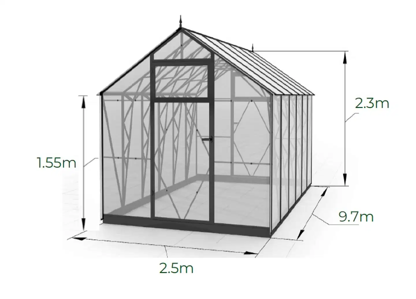Ecoslider kasvihuone Lux 2.5 X 9.7 - 4
