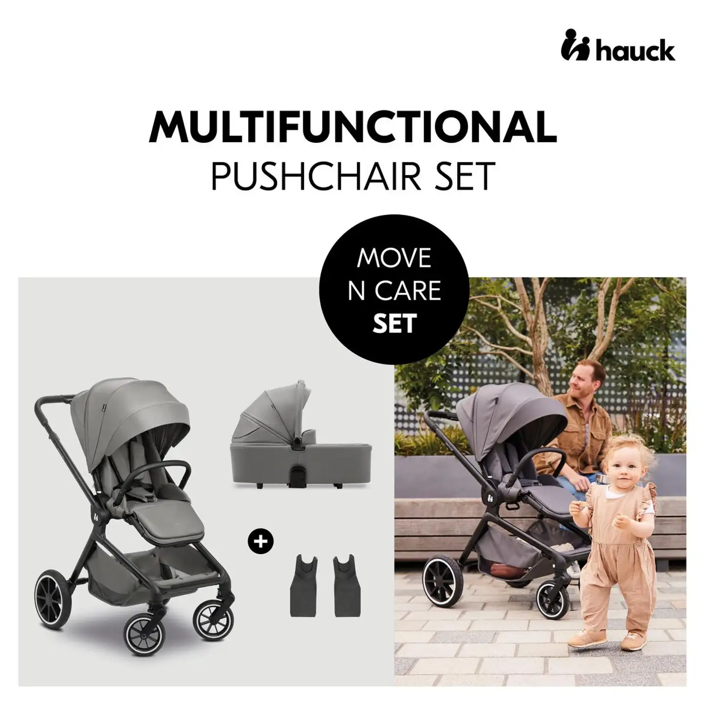 Hauck yhdistelmävaunut Move N Care Set 0-22 kg tummanharmaa - 16