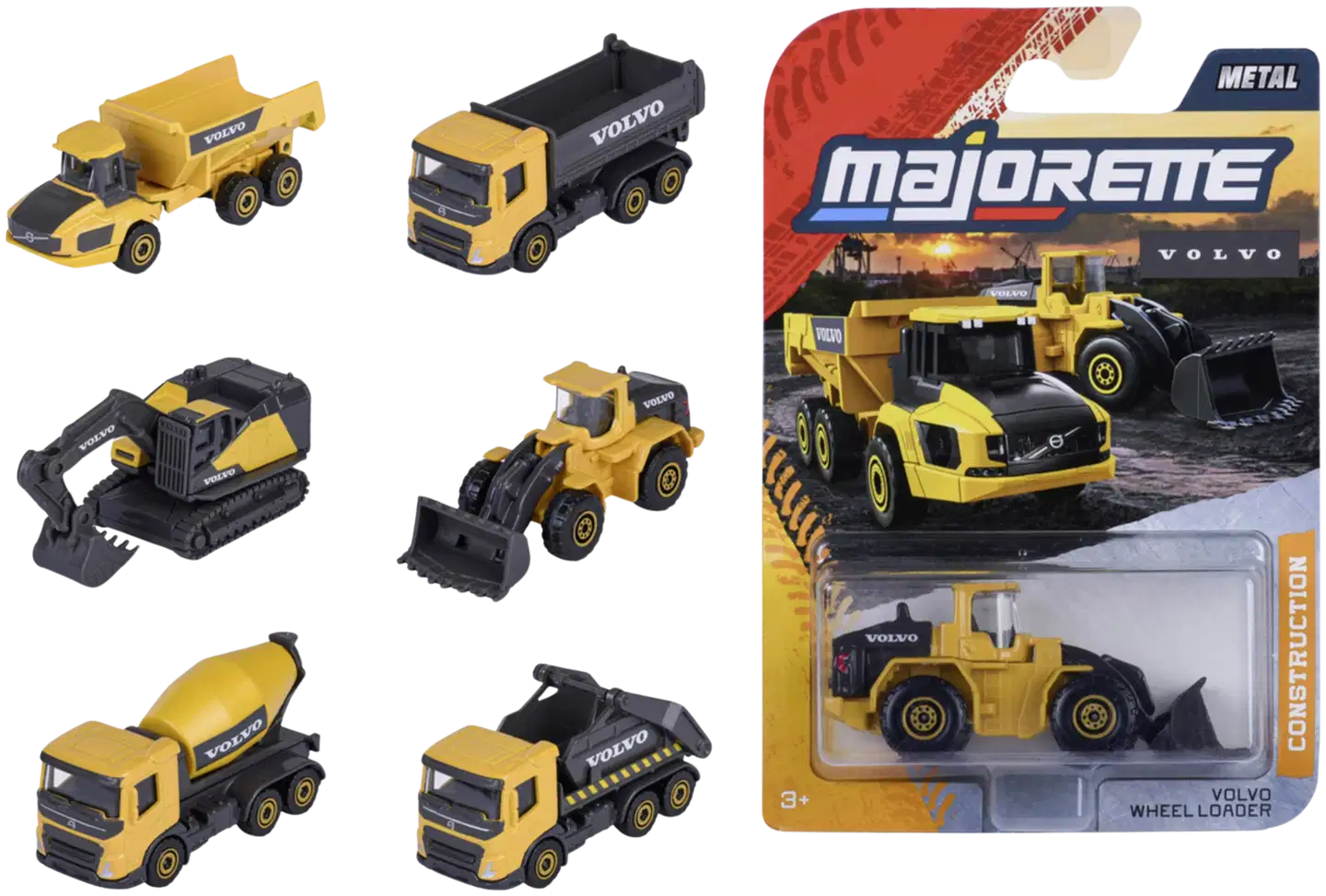 Majorette Volvo Premium työmaa-ajoneuvot, die-cast, 7,5 cm, lajitelma, myydään yksittäin - 1