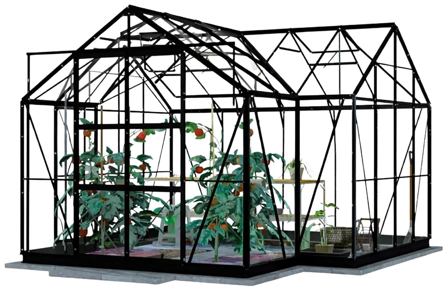 Lykke kasvihuone t-muotoinen musta 12,8 m2 - 1