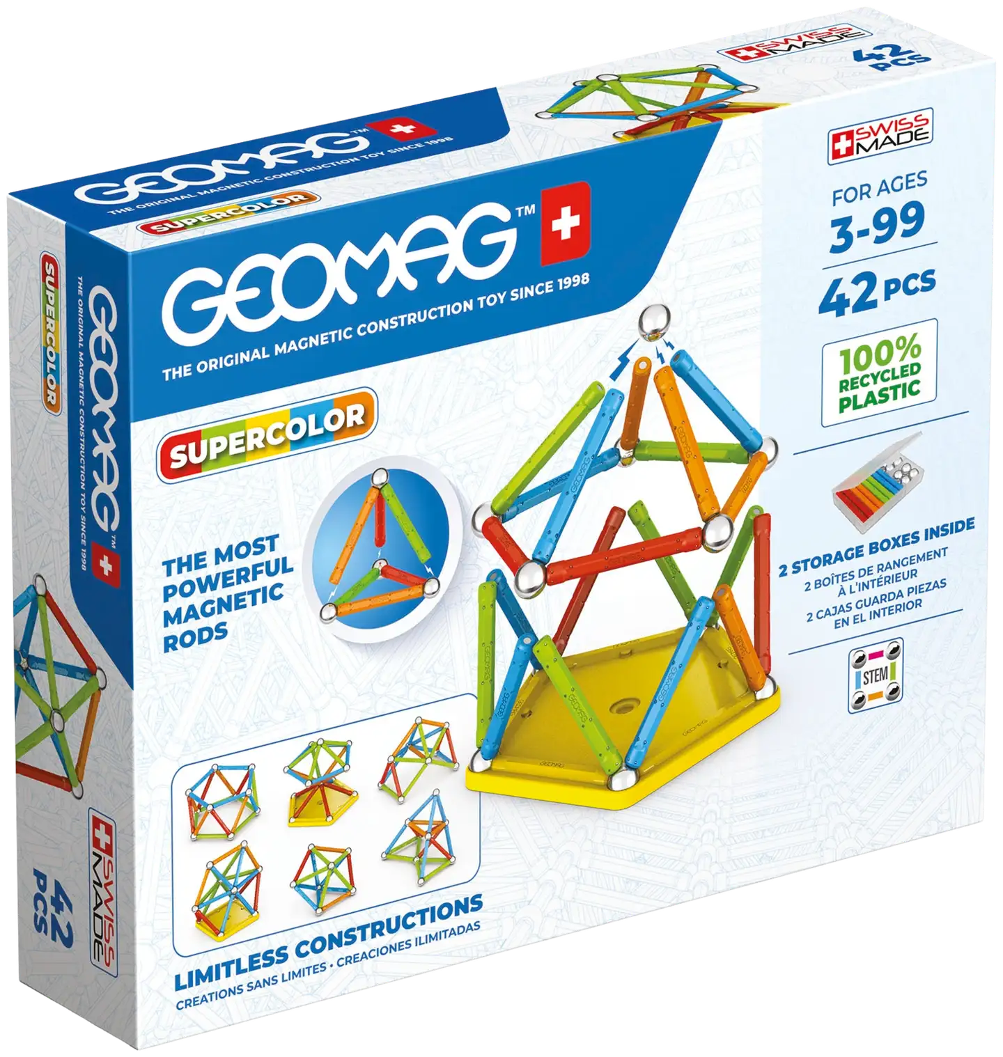 Geomag Supercolor magneettinen rakennussarja 42 osaa - 1