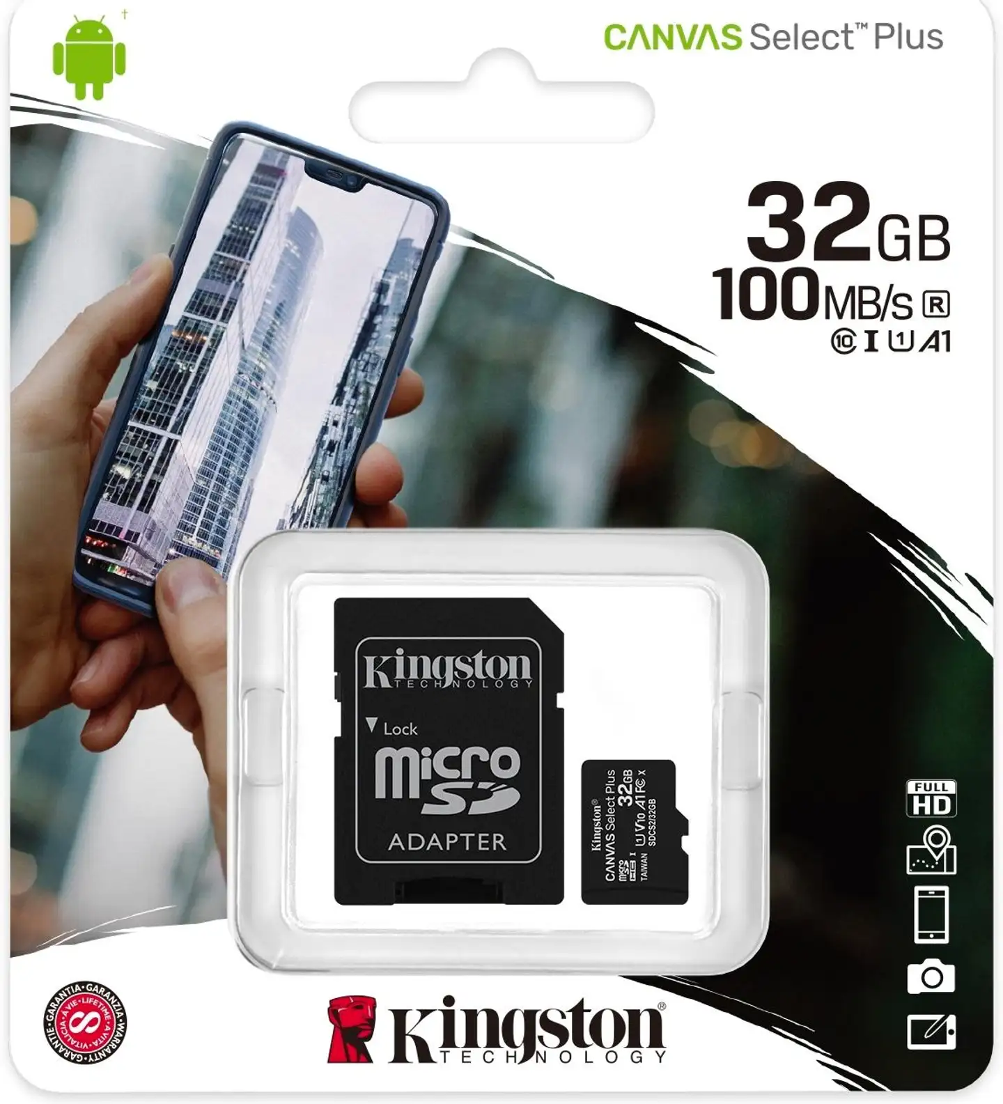 Kingston muistikortti 32GB microSDHC Canvas Select Plus 100R