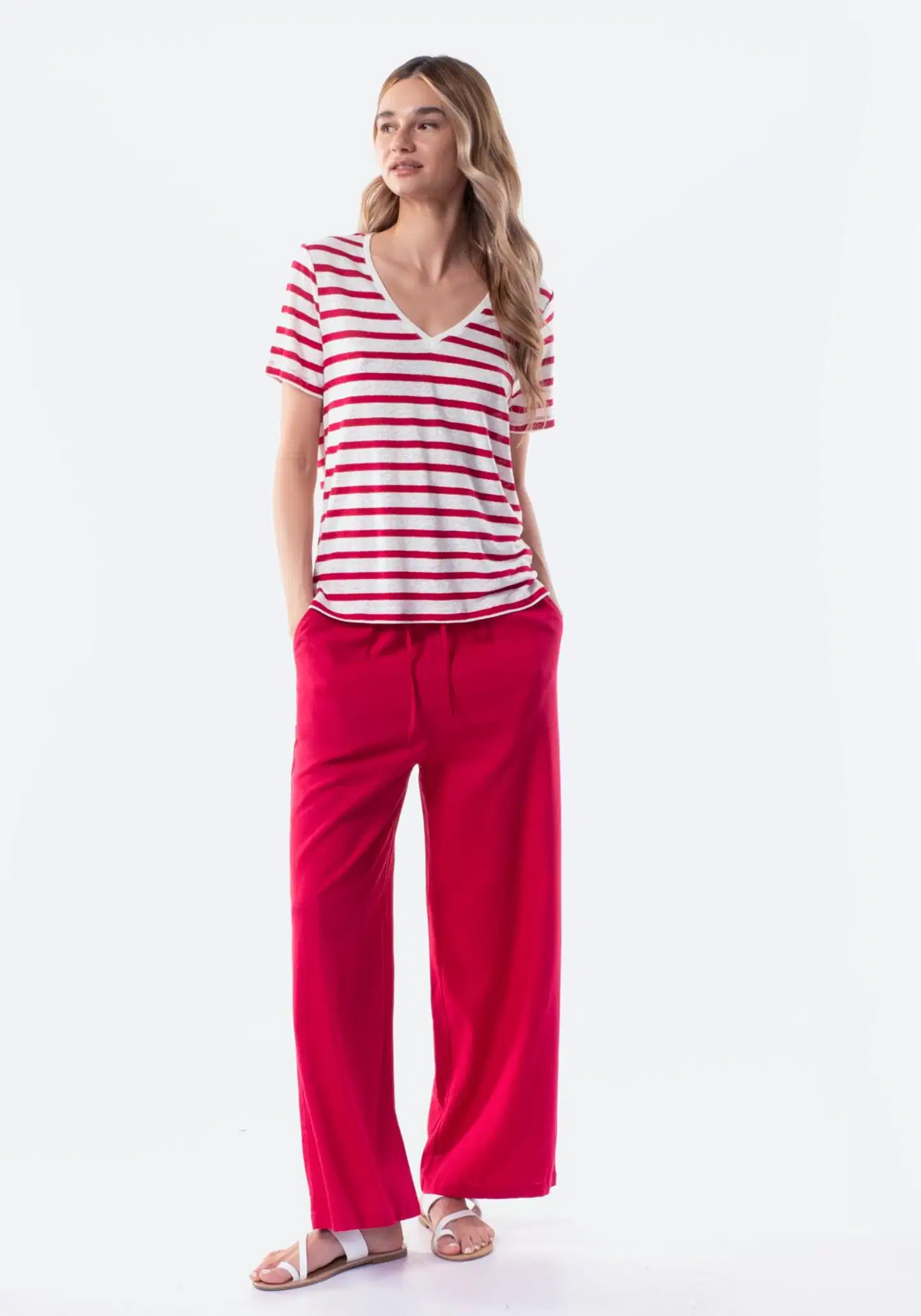 TEX naisten T-paita Pellava I282695 - RASPBERRY 435 - 4