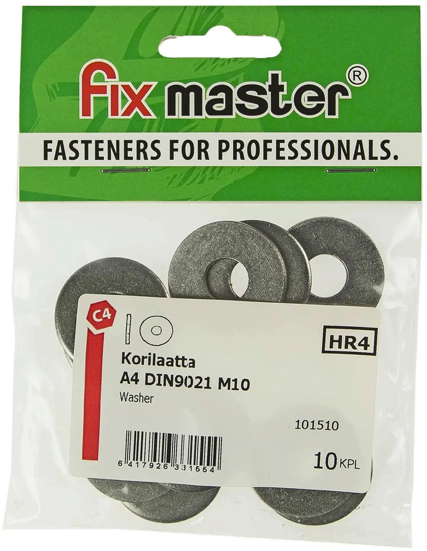 Fix Master korilaatta haponkestävä A4 M10 10 kpl