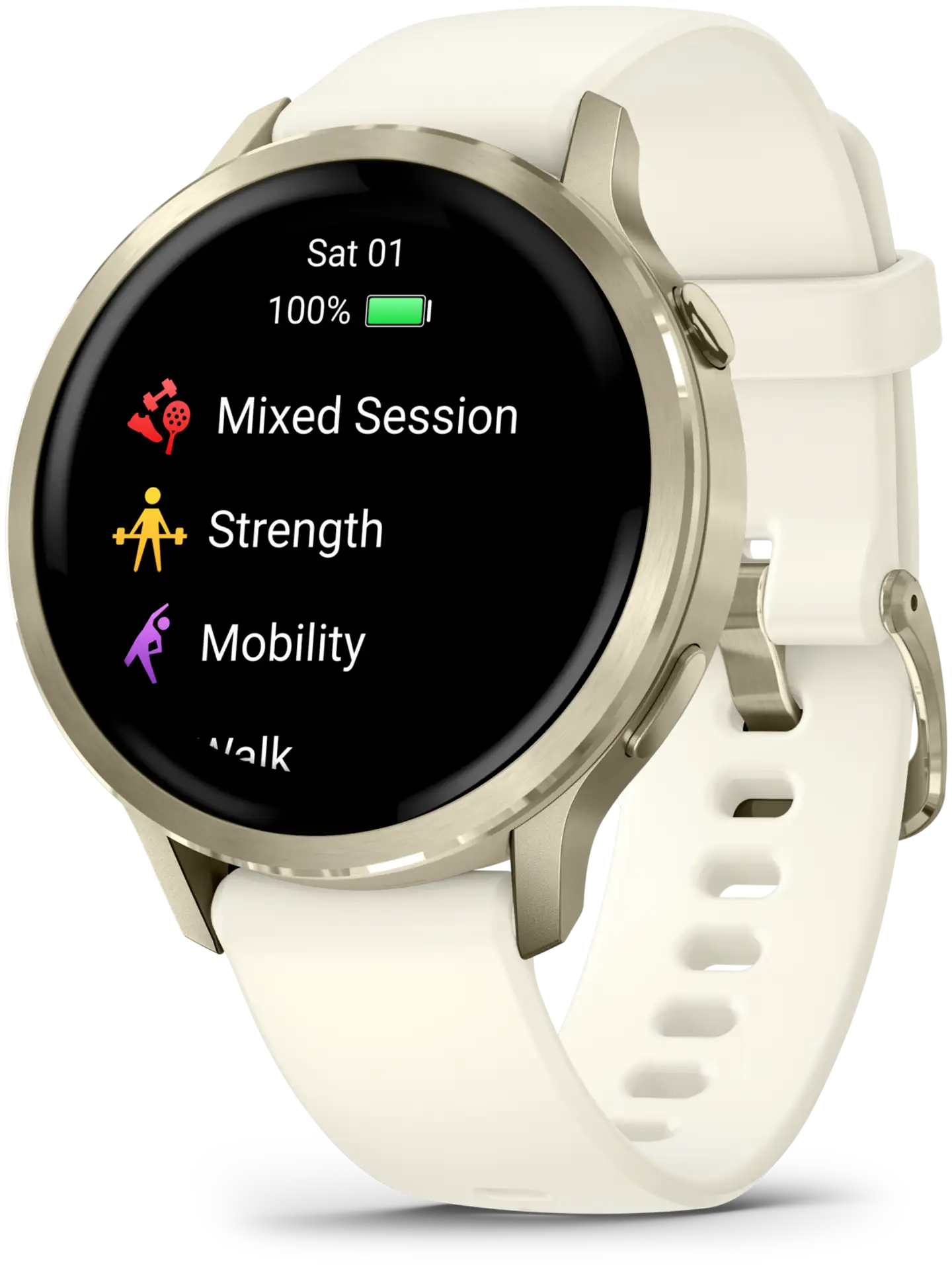 Garmin älykello Venu 4 – 41 mm, vaalea kulta ja luunvärinen silikonihihna - 2