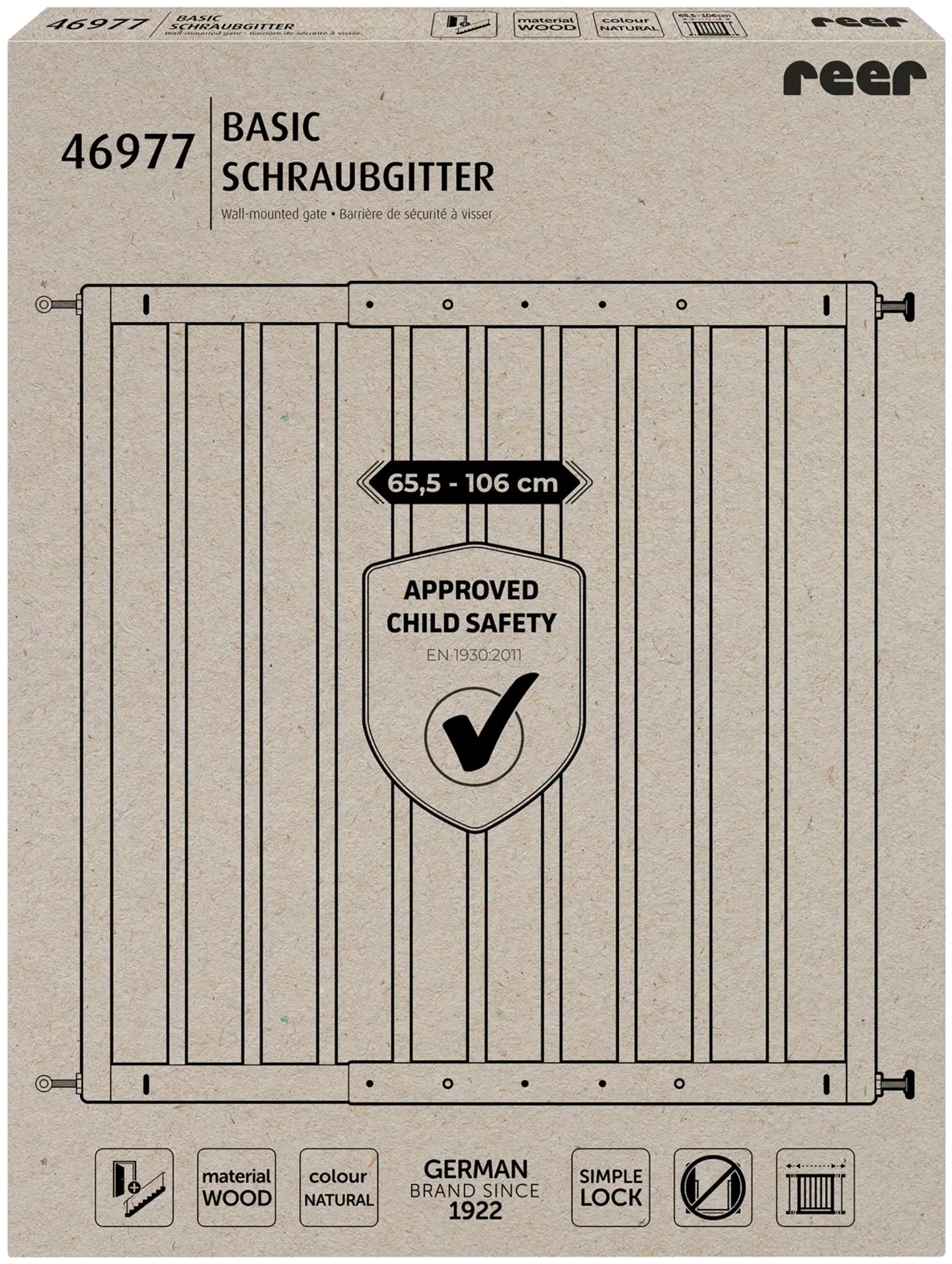 Reer turvaportti esteetön, puinen 65,5–106 cm - 2