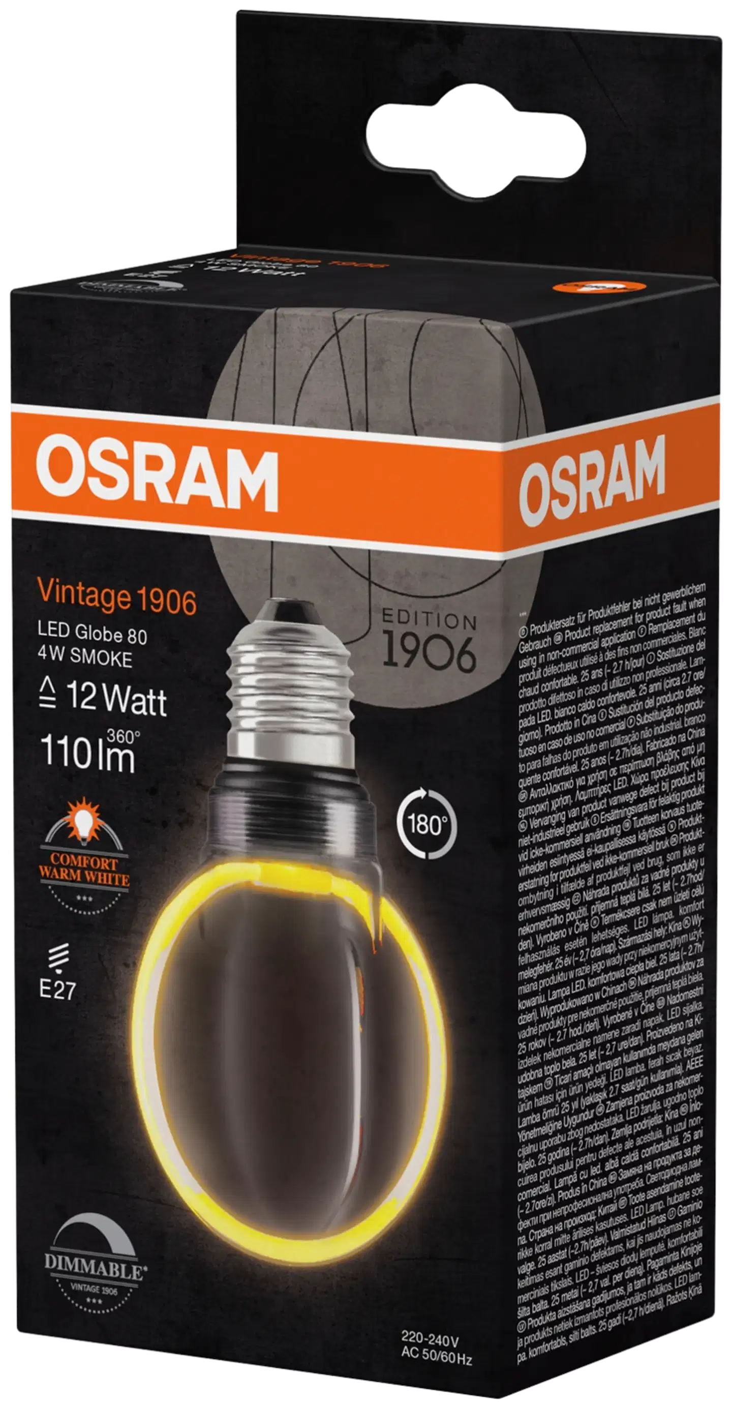 Osram LED-sisustuslamppu Globe80 4W 1800K E27 Smoke O-filamentti - 3