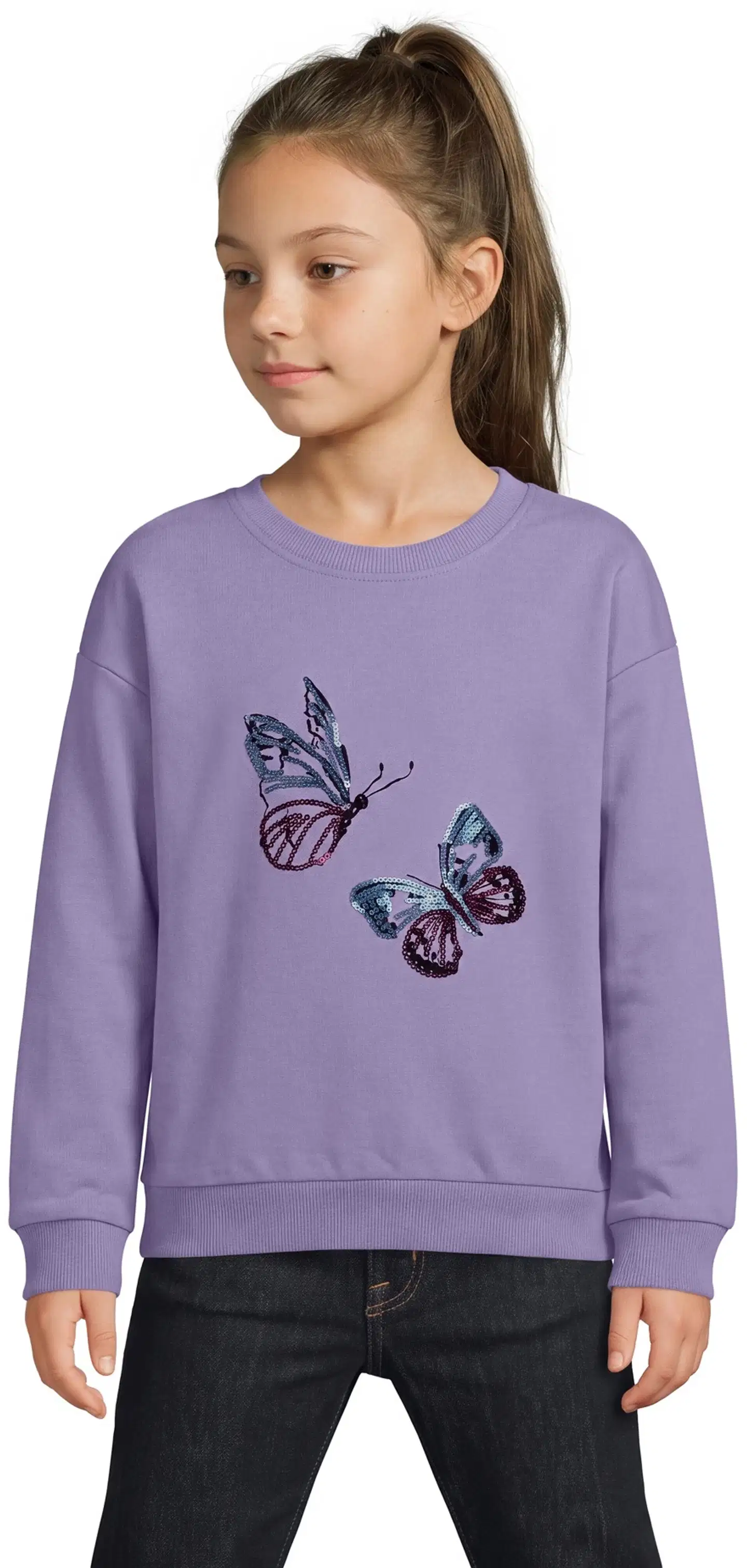 Ciraf lasten pitkä collegepaita Paljetti 25TC263308 - Purple Rose - 1