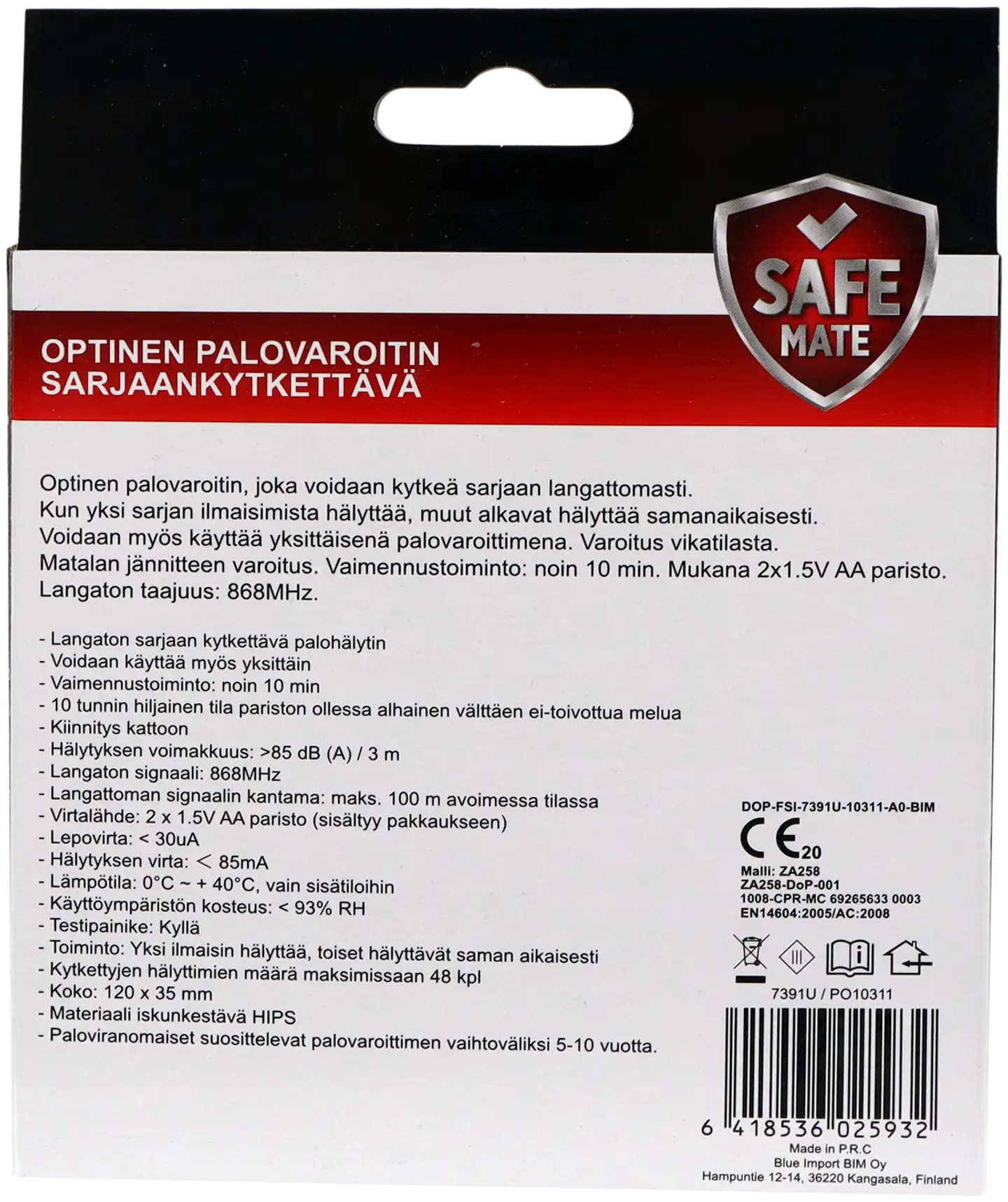 Safemate palovaroitin optinen, sarjaankytkettävä - 5