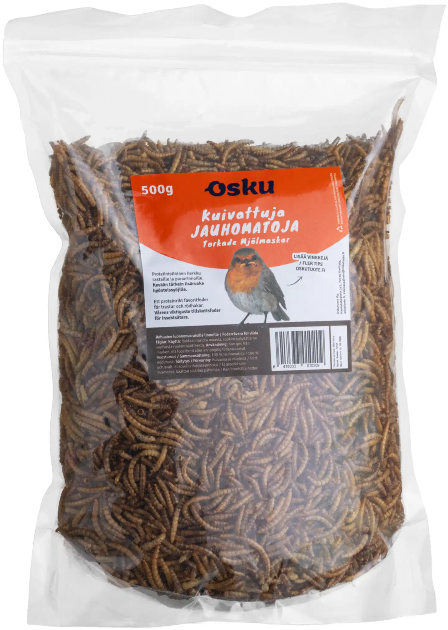 Osku Kuivattuja jauhomatoja 500g ulkolinnuille