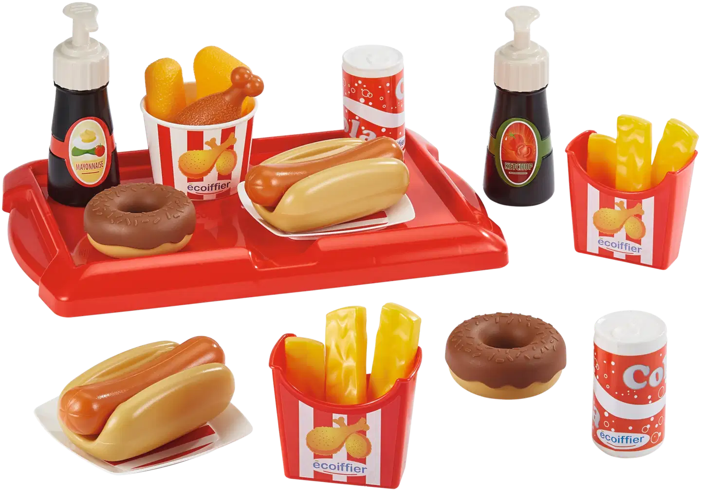 Ecoiffier - 100 % Chef - Hot dogit ja herkut -leikkisetti 25 osaa - 2