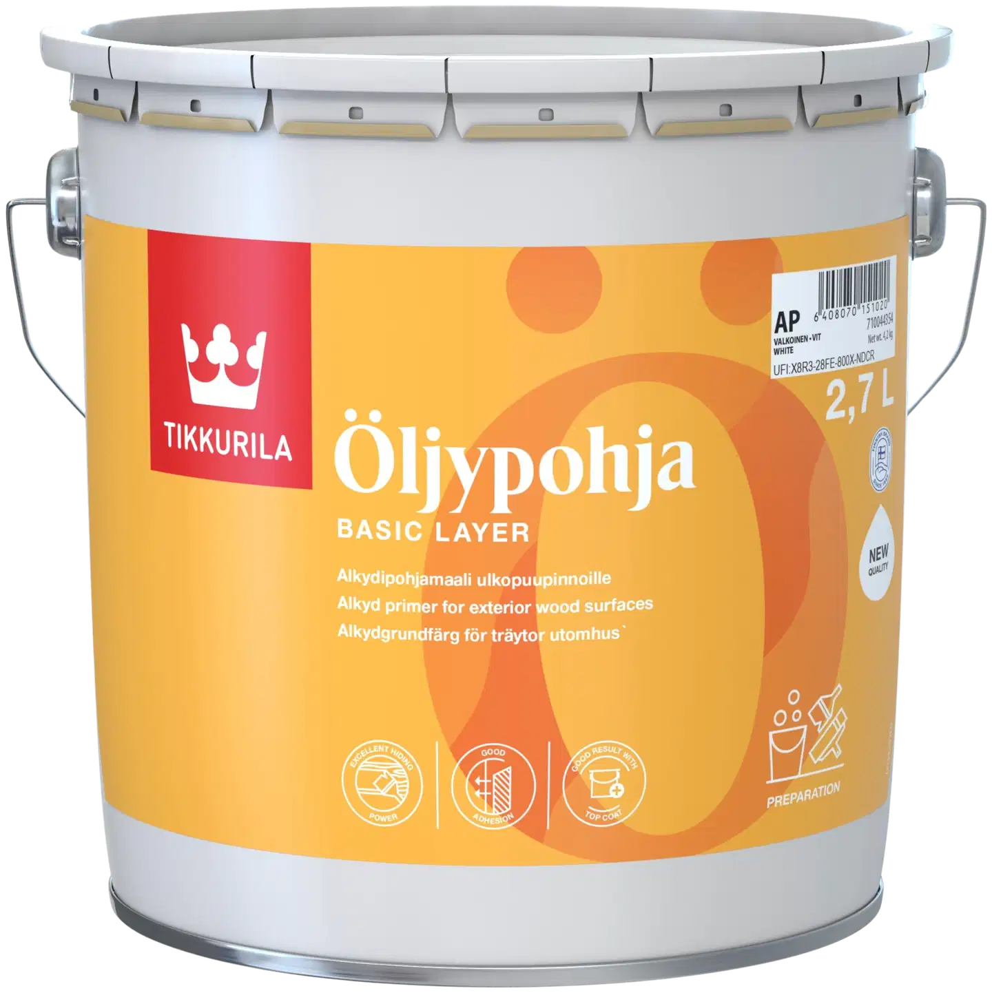 Tikkurila ulkopohjamaali Öljypohja  2,7 l AP valkoinen sävytettävissä