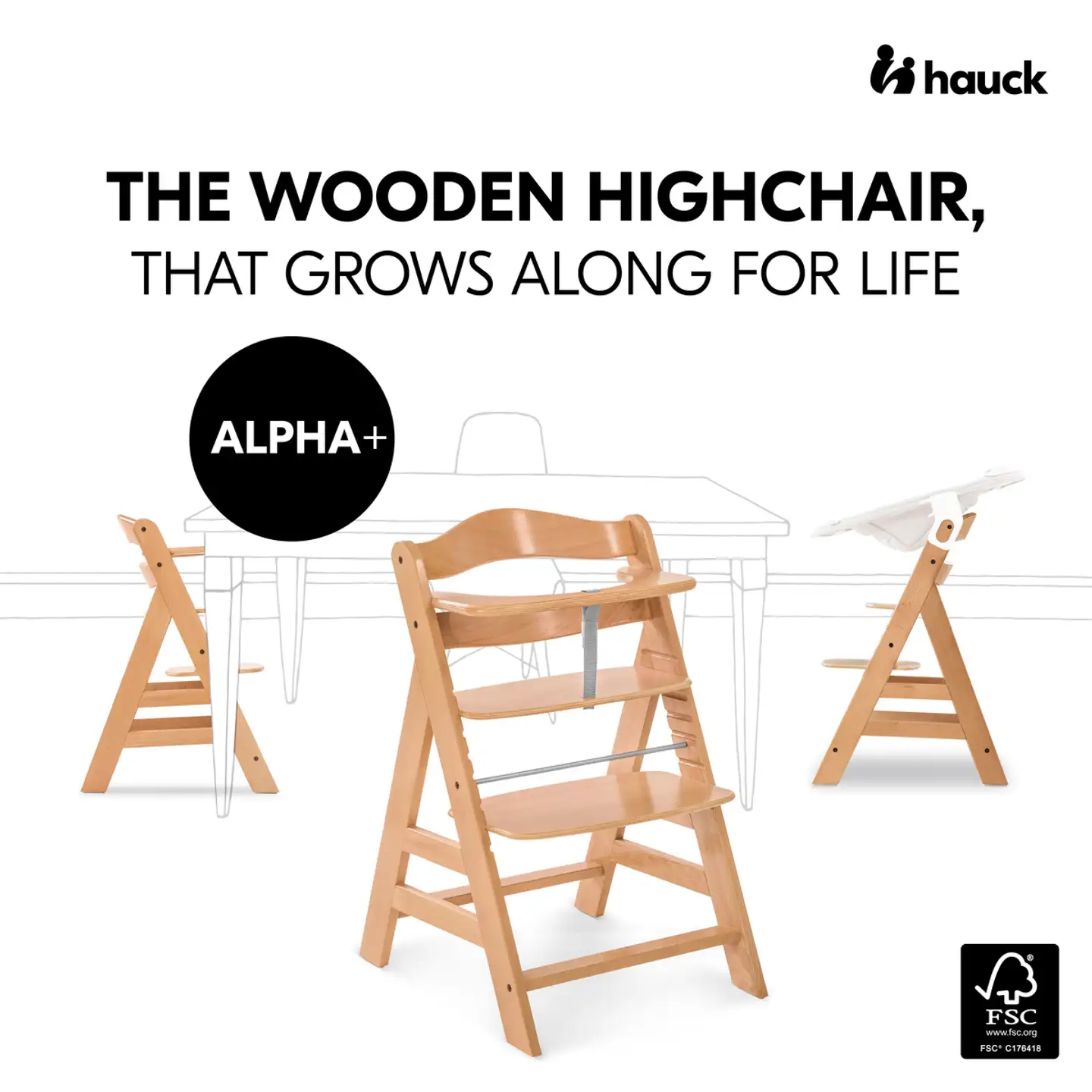 Hauck syöttötuoli Alpha+b natural - 17