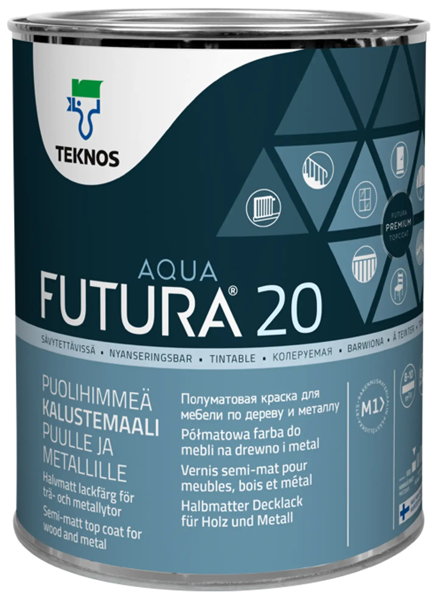 Teknos kalustemaali Futura Aqua 20 0,9 l listavalkoinen S0520-Y puolihimmeä