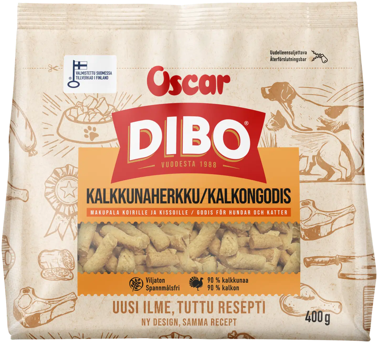 DIBO Kalkkunaherkku koirille ja kissoille täydennysravinto 400g