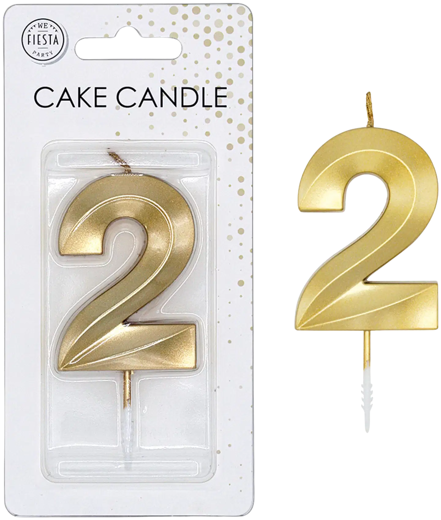 Kakkukynttilä 2 kultainen 6 cm - 1