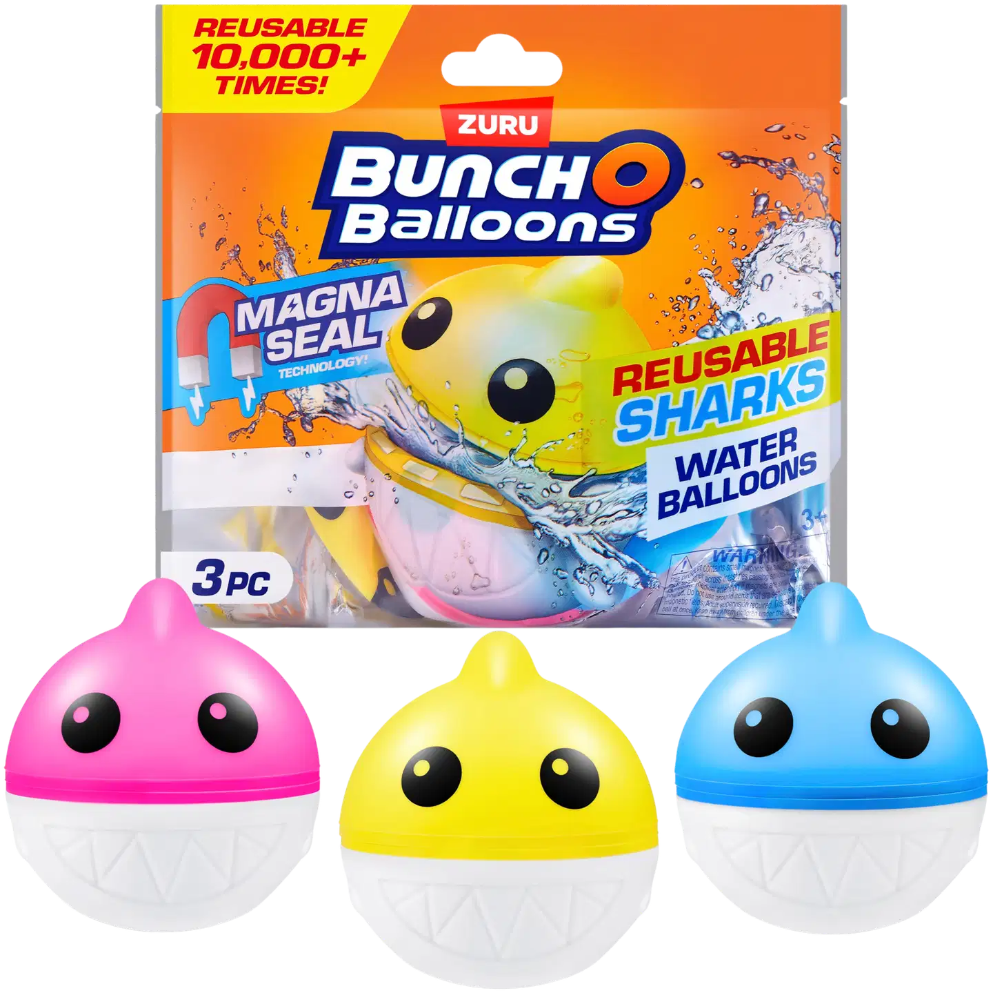 Bunch O Balloons uudelleenkäytettävät vesipallot hai 3 kpl - 1