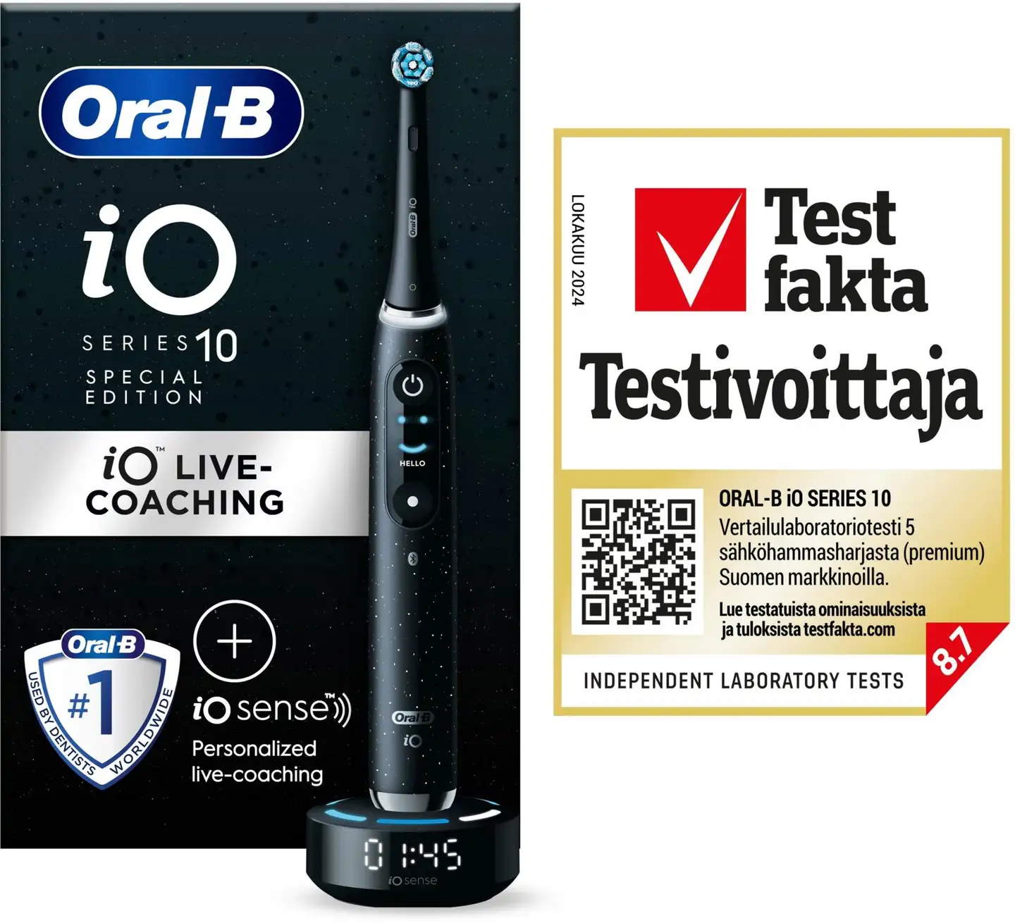 Oral-B iO 10 Cosmic Black -sähköhammasharja, 1 vaihtoharja, 1 lataava matkakotelo, Designed by Braun - 2