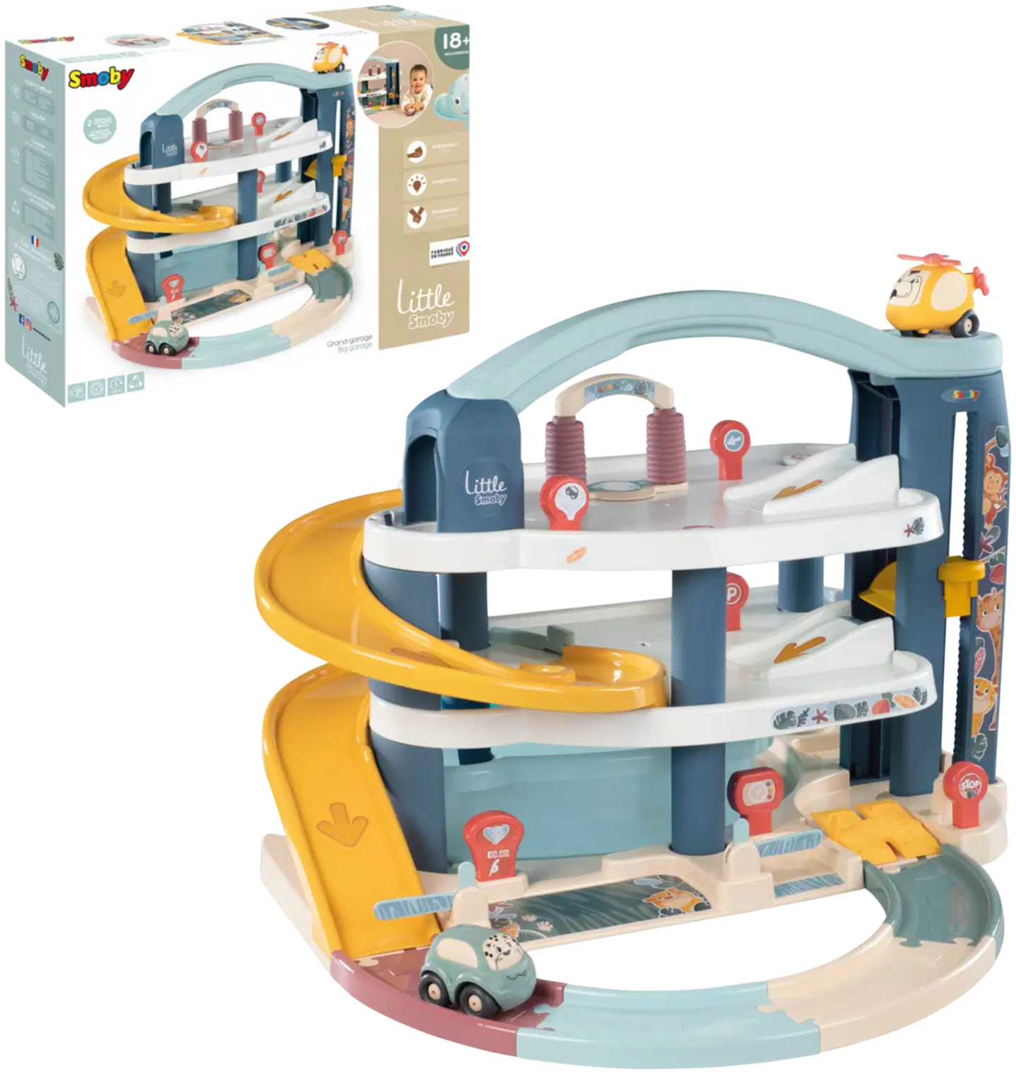Little Smoby Iso autotalli, kolmikerroksinen autohalli pienten autoleikkeihin - 1