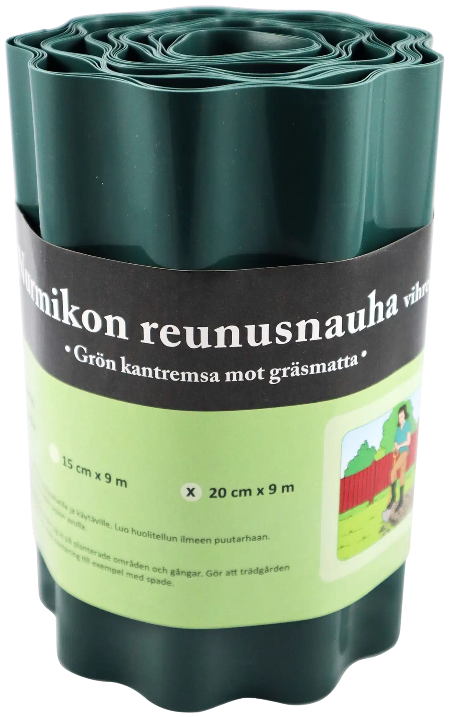 Nurmikon reunusnauha 20 cm x 9 m vihreä - 1
