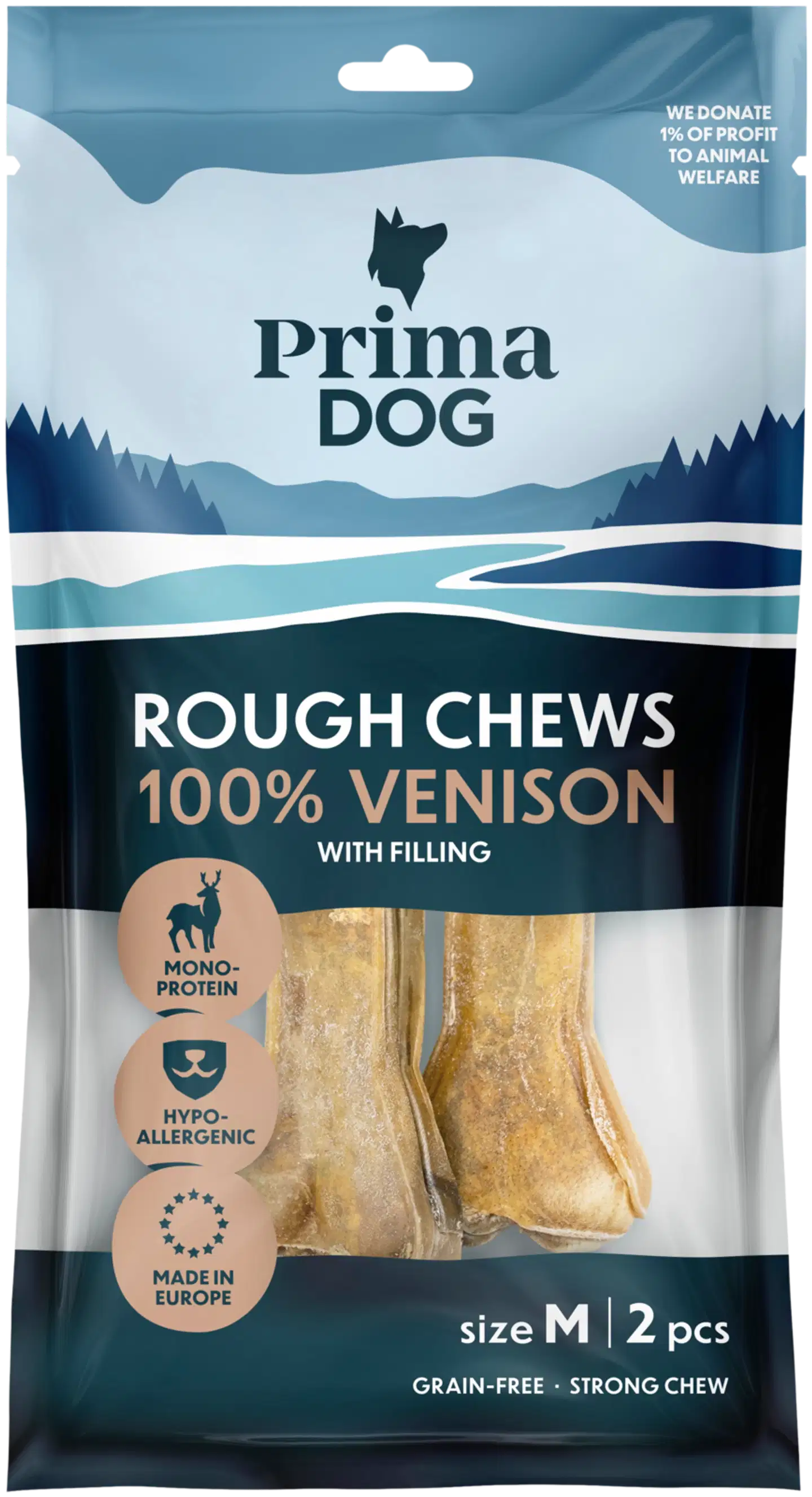 PrimaDog Rough Chews Riista täyteluu M 12 cm 2 kpl 76 g