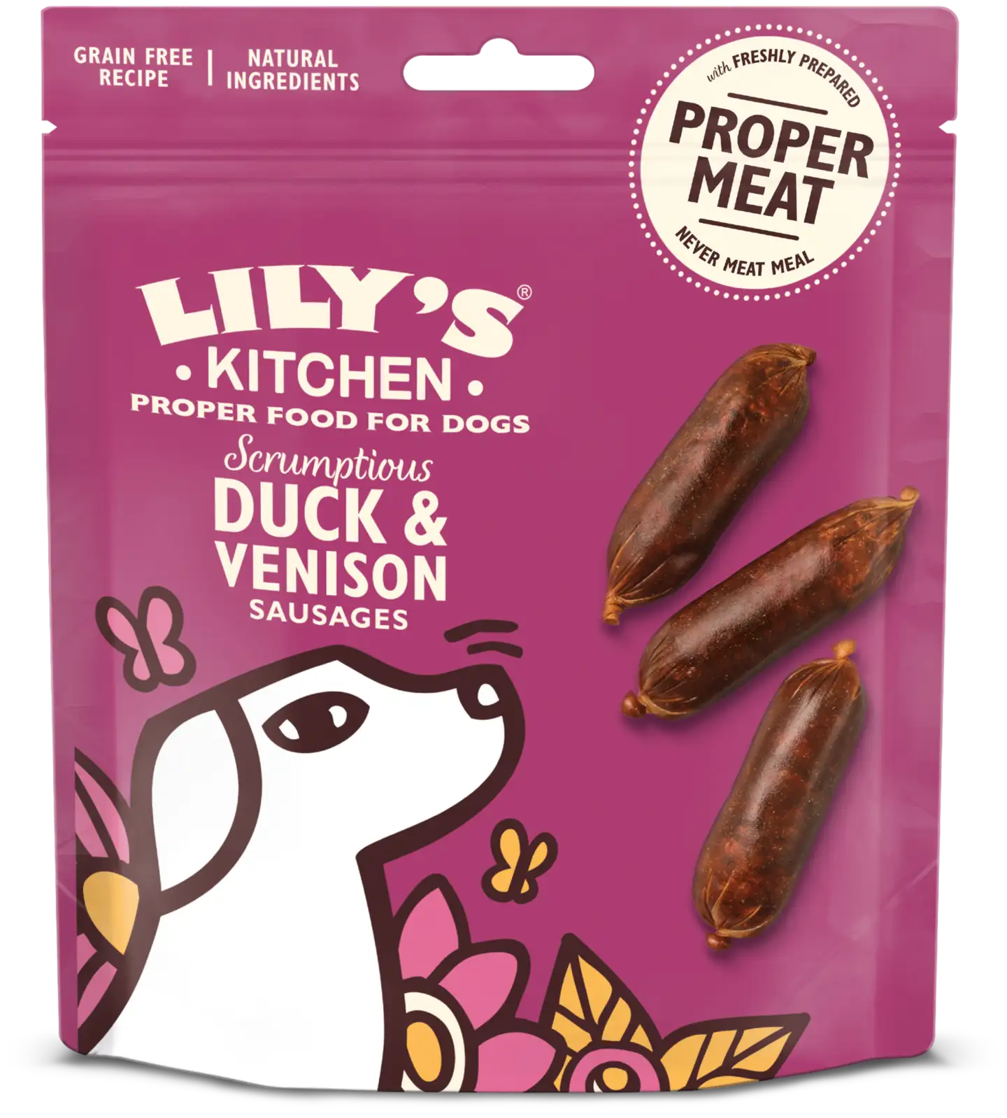 Lily's Kitchen 70g Scrumptious Duck and Venison Sausages koiranherkku