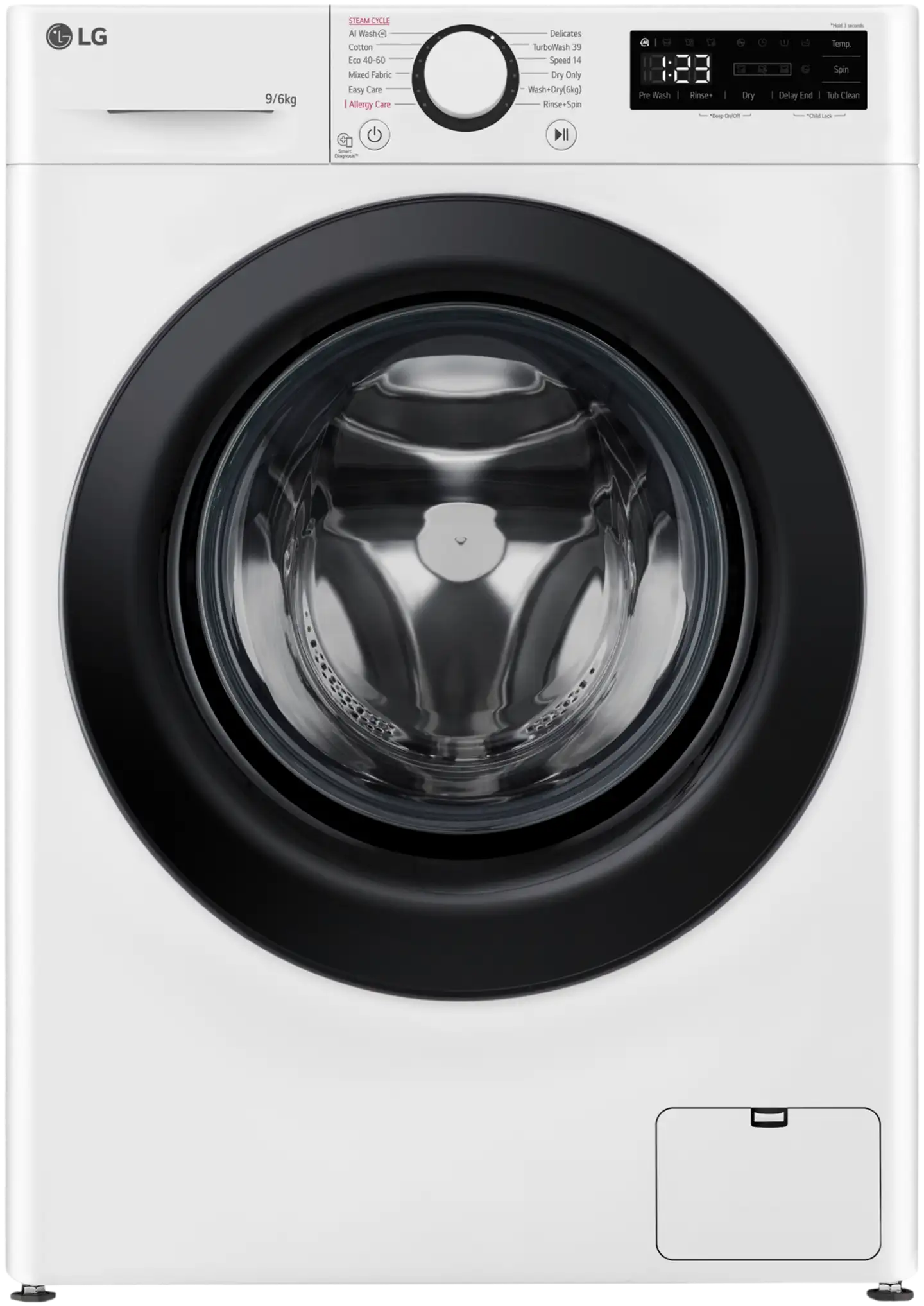 LG kuivaava pyykinpesukone F4Y5VRP6WY 9/6kg valkoinen - 1