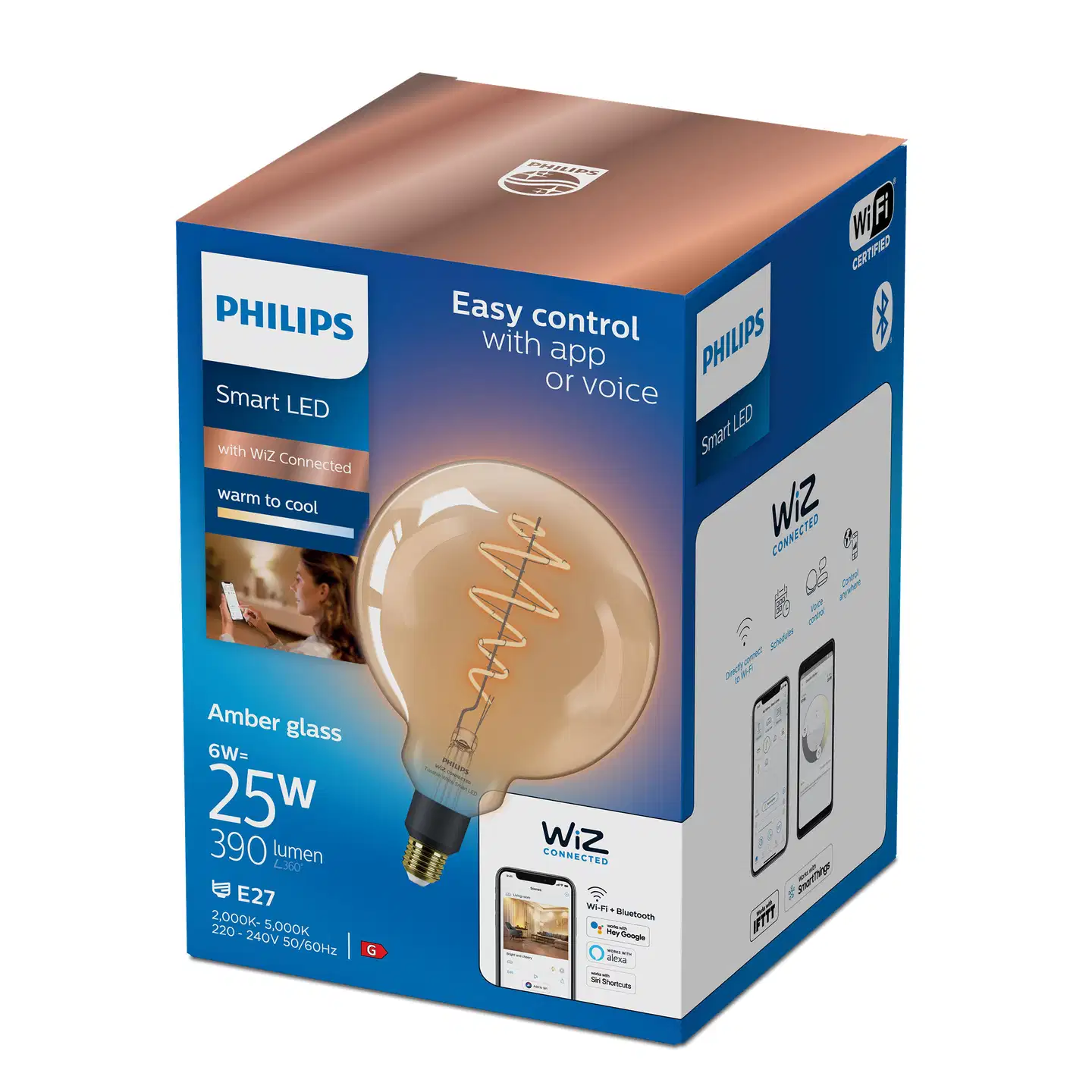 Philips Smart Lighting LED-filamenttilamppu 6W G200 E27 2000-5000K 390lm Amber - 8