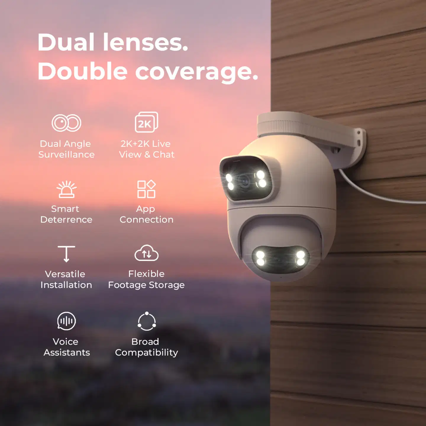 Imilab EC6 Dual 2K+2K WiFi -valvontakamera kahdella objektiivilla ulkokäyttöön CMSXJ68A - 18