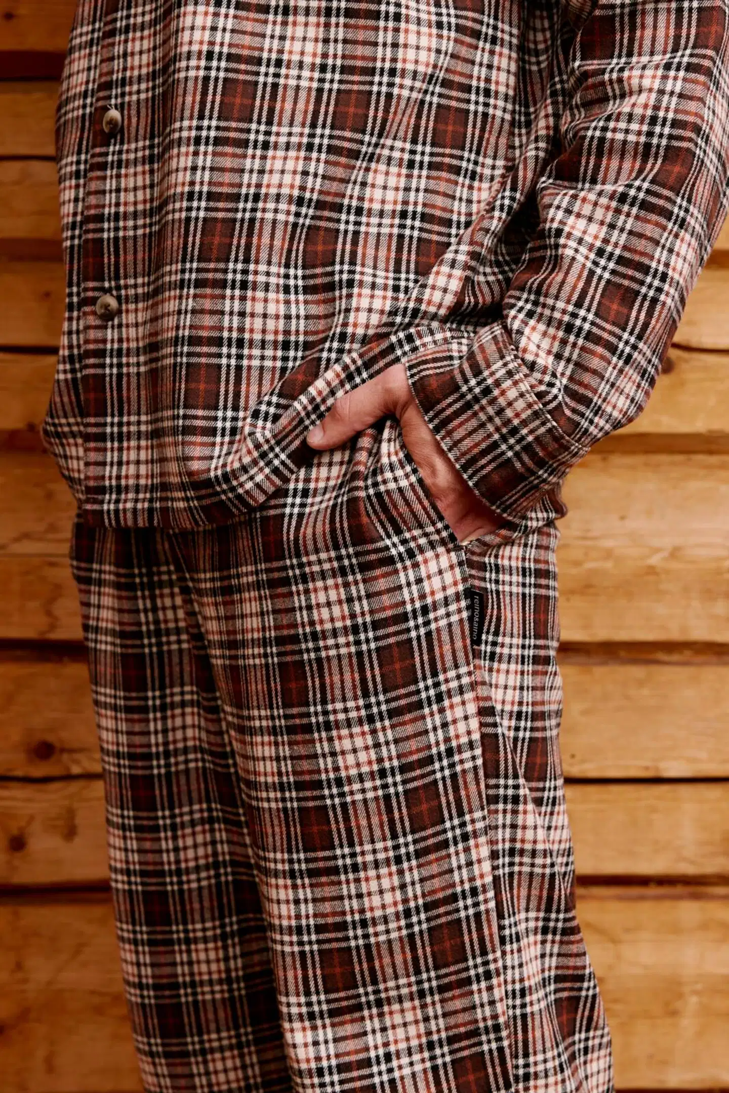 Reino&Aino miesten flanellipyjama - BROWN - 7