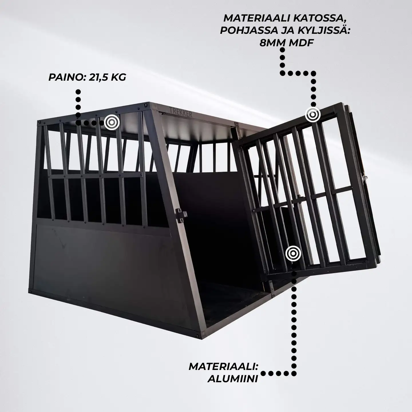 Trekker koiran kuljetushäkki XXL 104x90,5x69,5 cm musta - 6