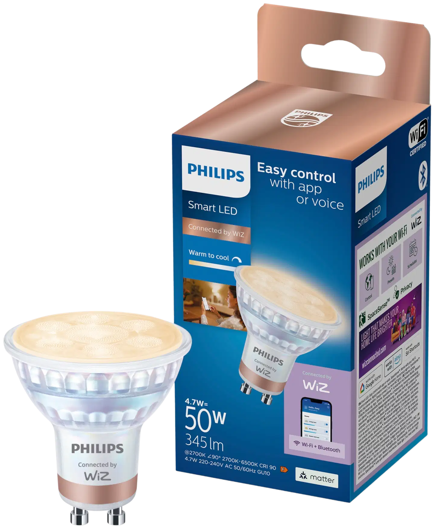 Philips Smart Lighting LED-filamenttilamppu 5W GU10 2700-6500K 400lm tunable white - 1